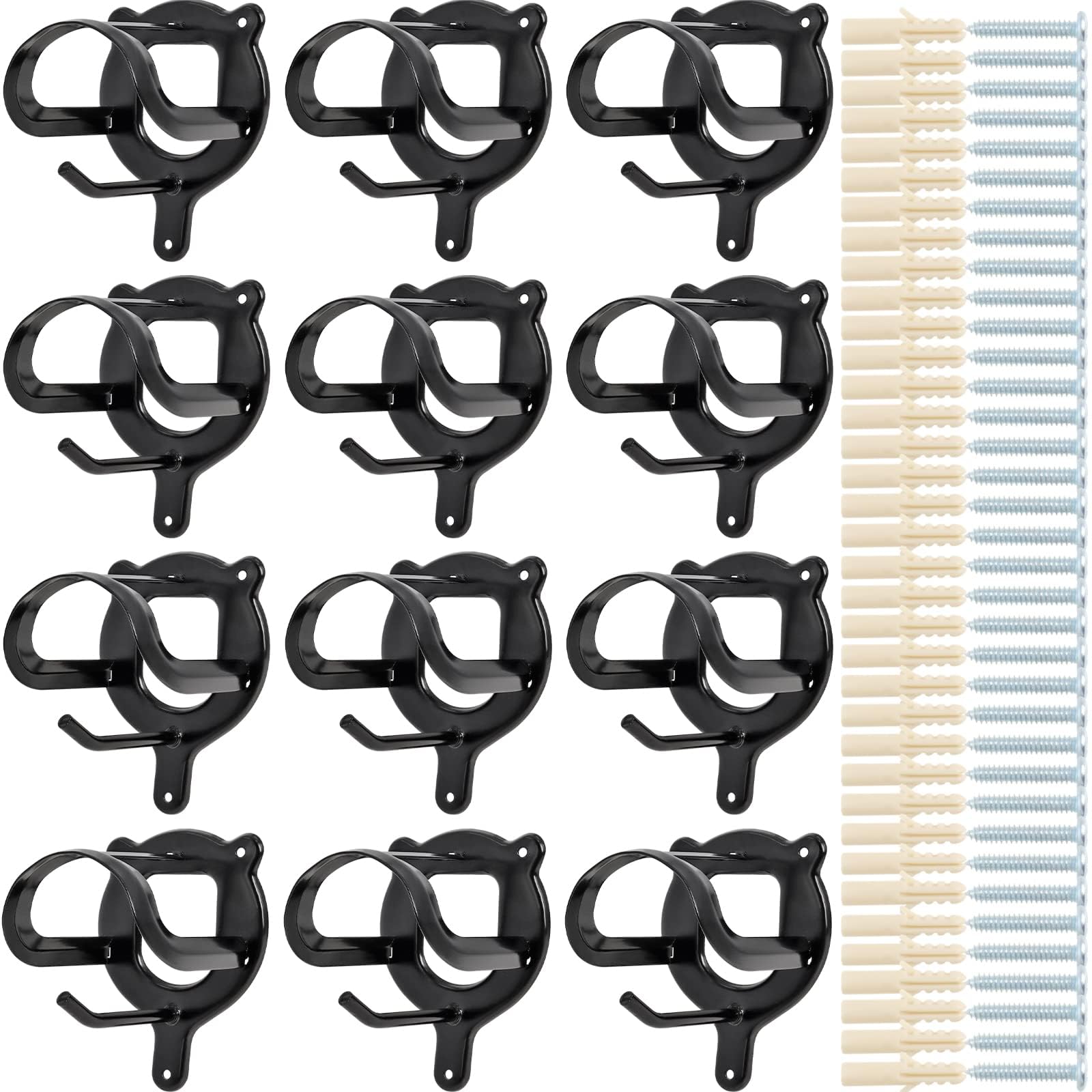 Lot de 12 Supports pour Bride de Cheval, Porte-bride Mural avec Tube d'Expansion et Vis, pour Les Selles, Les Stalles, le Stockage des Cordes
