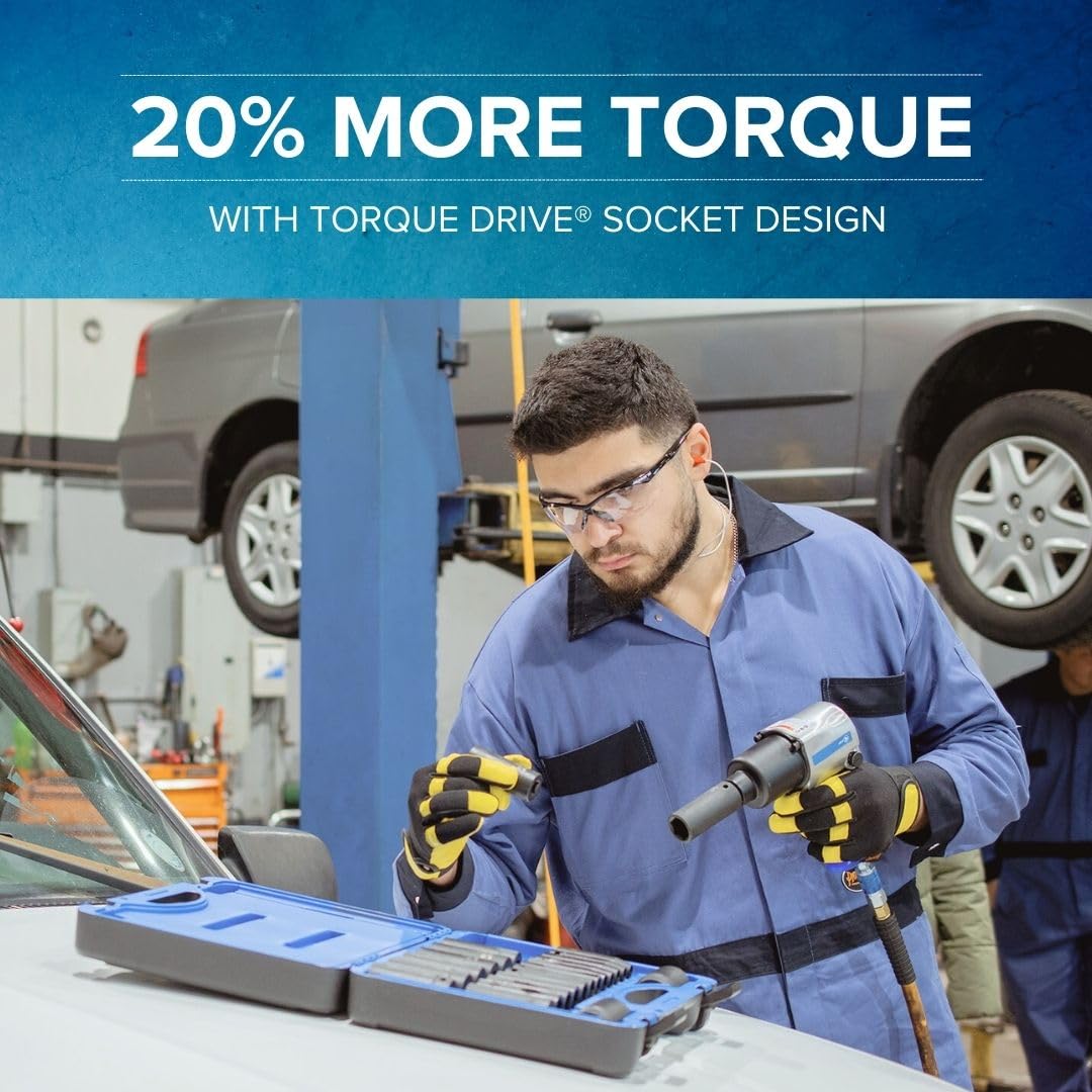 JET 1/2 Inch Drive Impact Socket Set - Metric 6 Point Deep Sockets with Torque Drive - 22 Pieces - 4