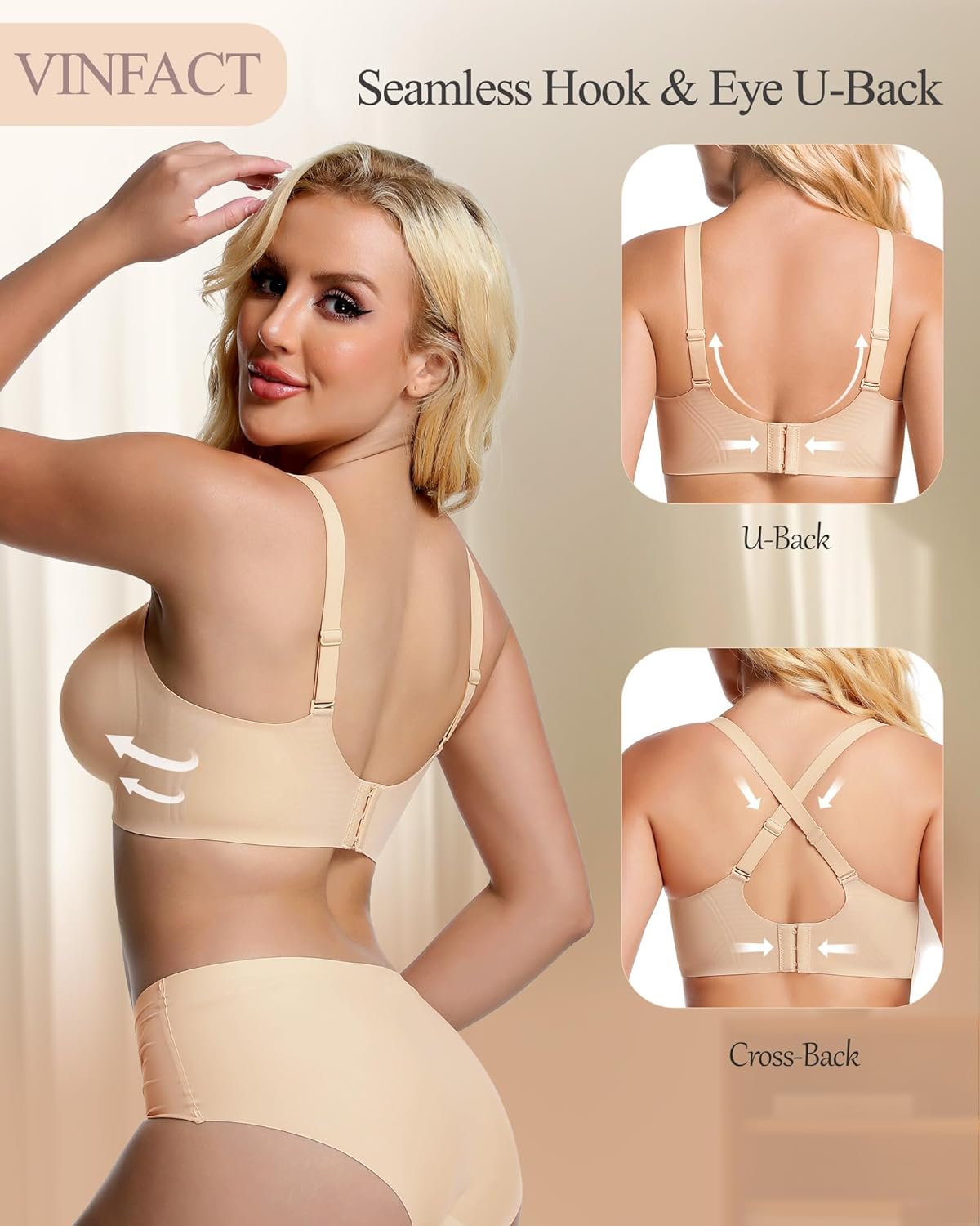 Vinfact Jelly Wireless Bras for Women No Underwire Supportive Seamless Bra Comfort Soft Bralette Full Coverage T-Shirt Bra - Image 4