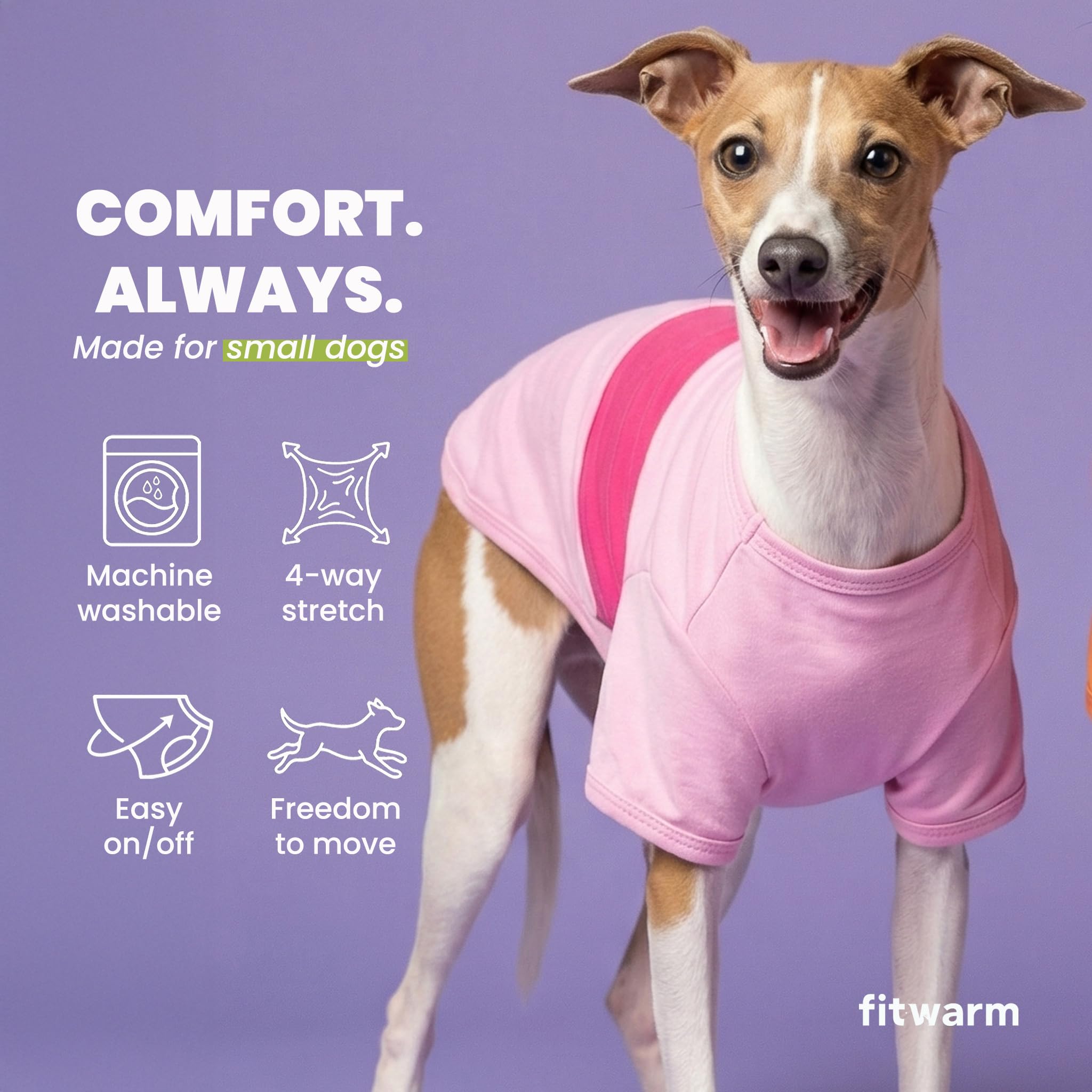 Fitwarm Lot de 3 Chemises rayées aux Couleurs contrastées pour Chien, vêtements d'été pour Petits Chiens, t-Shirts Respirants et légers pour Chien, Tenues pour Animaux de Compagnie, Rose, Orange