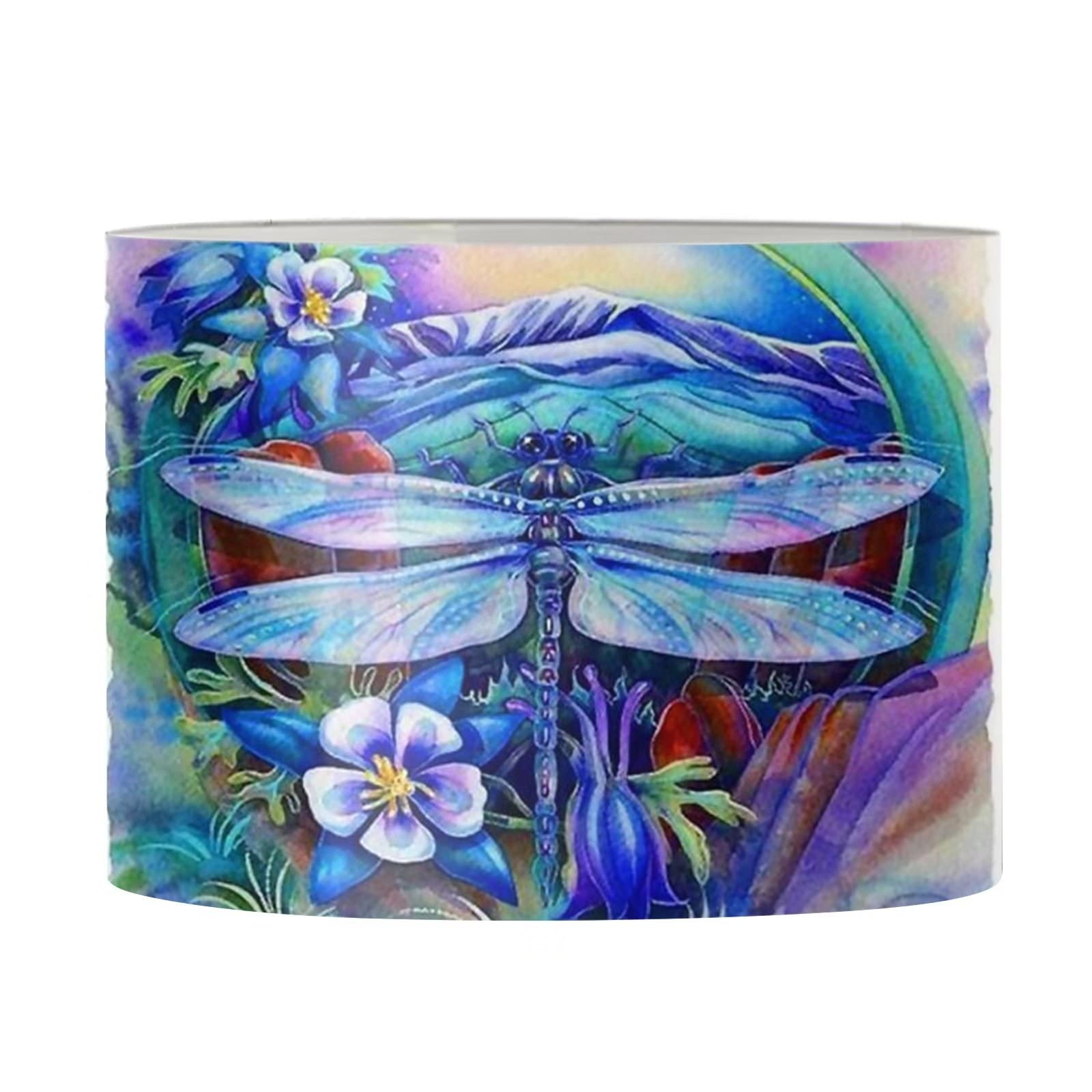 Suhoaziia Dragonfly Floral Lampshade for Table Lamp Floor Light for Bedroom Living Room Farmhouse Home Decor — image 1