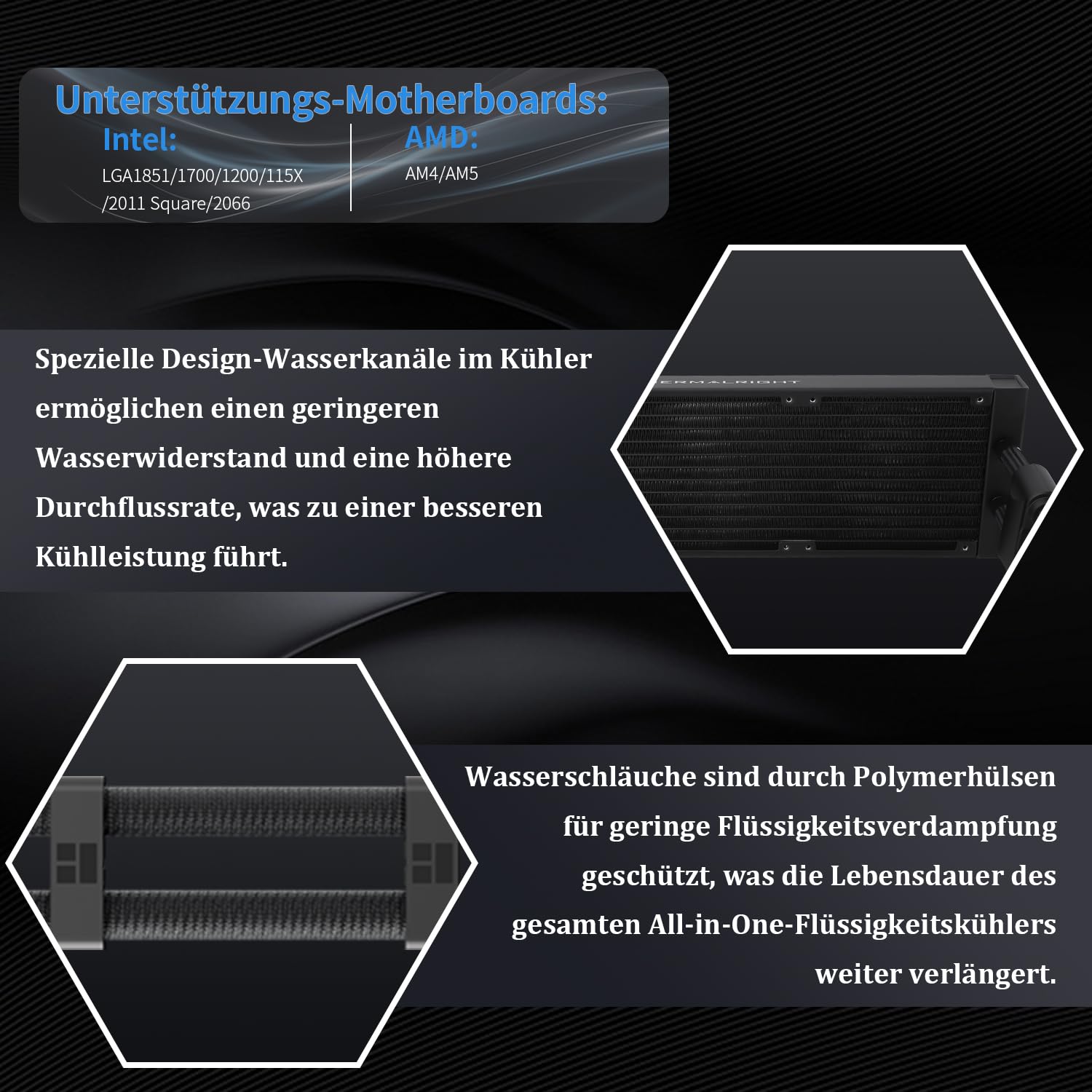 Thermalright TR Peerless Vision 360 ARGB Black Refroidisseur liquide pour processeur avec 3 ventilateurs PWM pour épissage sans fil 2000tr/min,écran LCD avec résolution 480x480,pour AM5,Intel