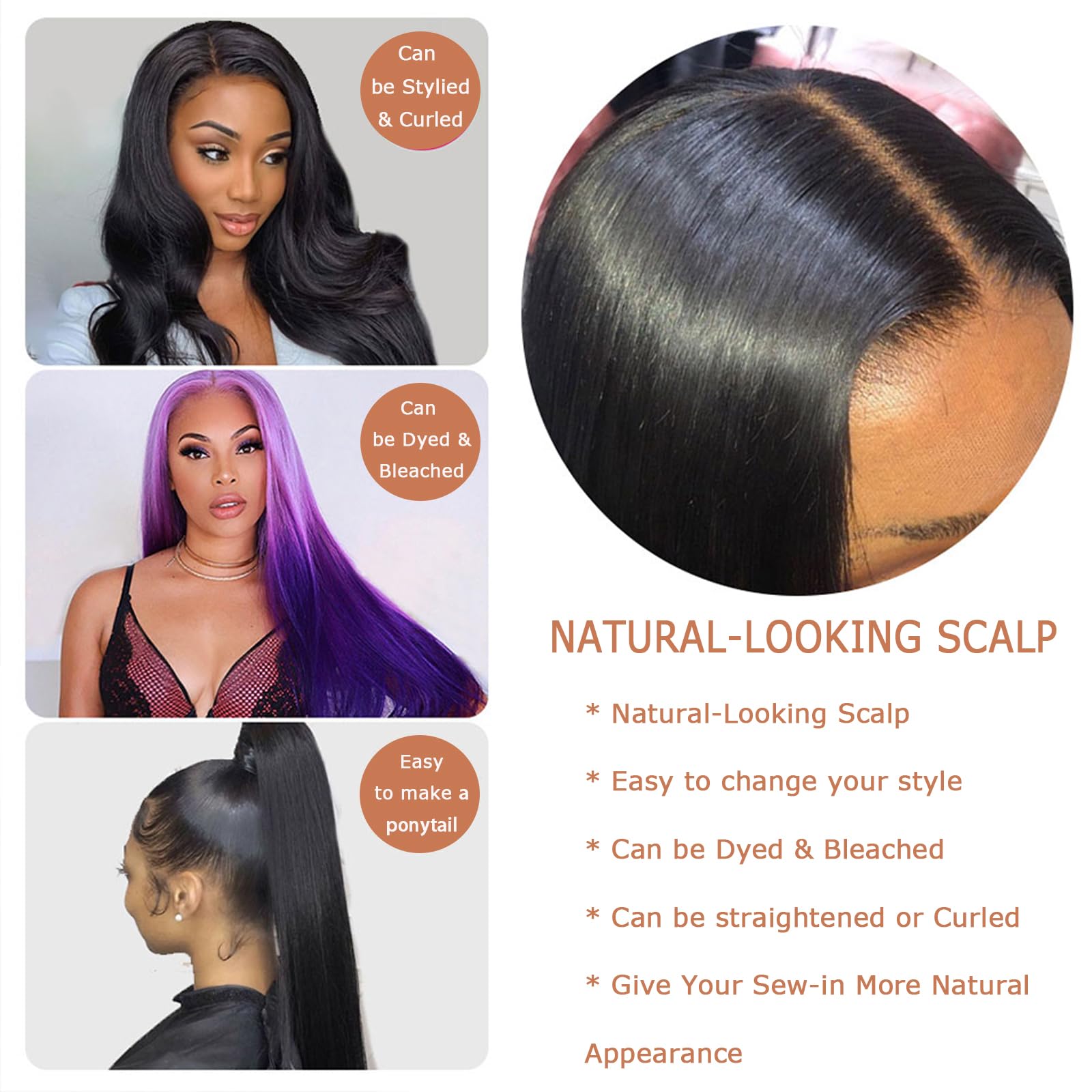 6X6 Wear and Go Glueless Wigs Human Hair Pre Plucked Pre Cut with Baby Hair Bleached Knots 12A Ready to Wear Straight Wigs 180 Density for Beginners 18 inch - Image 3