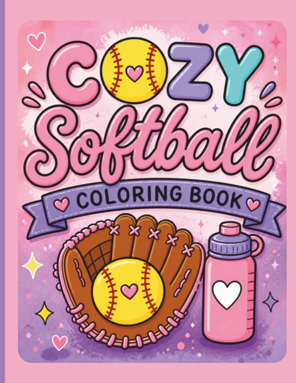 Cozy Softball Coloring Book: Fun and Relaxing Coloring Pages for Softball-Loving Girls / Cute, Cozy Designs for Kids & Adults