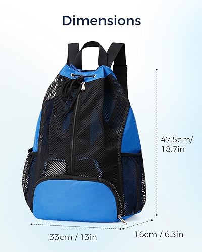 Miniatura 6 de Mochila de malla con cordón y compartimento para zapatos, mochila deportiva para gimnasio con bolsillos de malla, mochila de playa para natación,