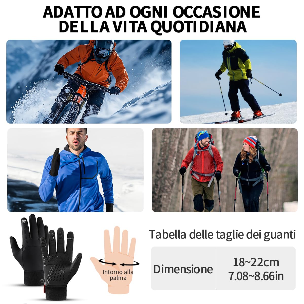 Guanti Invernali Impermeabili Uomo Donna - Touchscreen, Antiscivolo Per Sci, Ciclismo E Sport Invernali - Foto 3