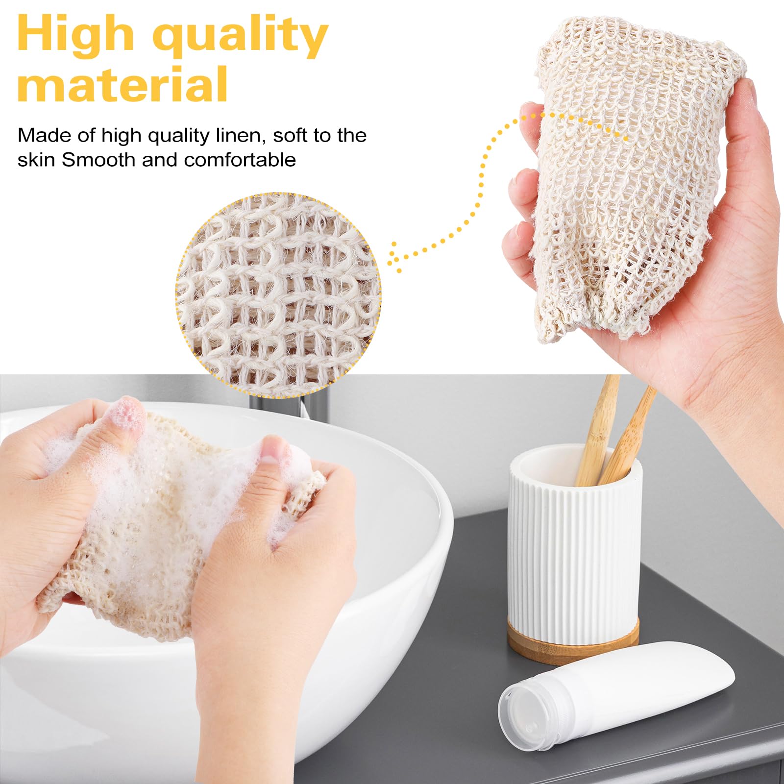 Whiffkitch Seifensäckchen 5er Pack – Aus Bambusviskose, Zum Aufhängen, 10x13 Cm, Spart Seife