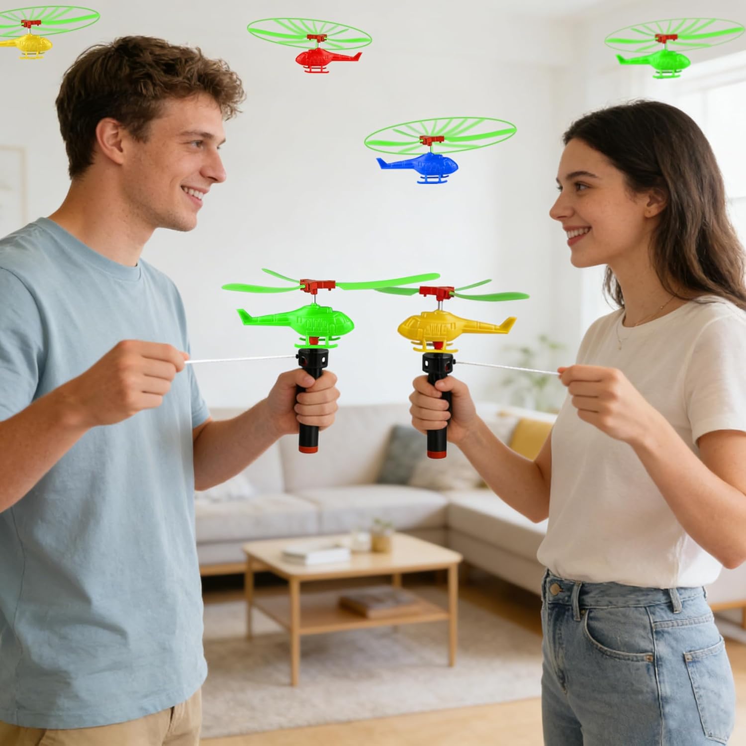 XIPEGPA 20PCS Colorful Helicopter Airplane Flying Helicopter with Airplane Launcher for Party Favors Birthdays Christmas Easter Classroom Rewards and Birthday Party Gifts