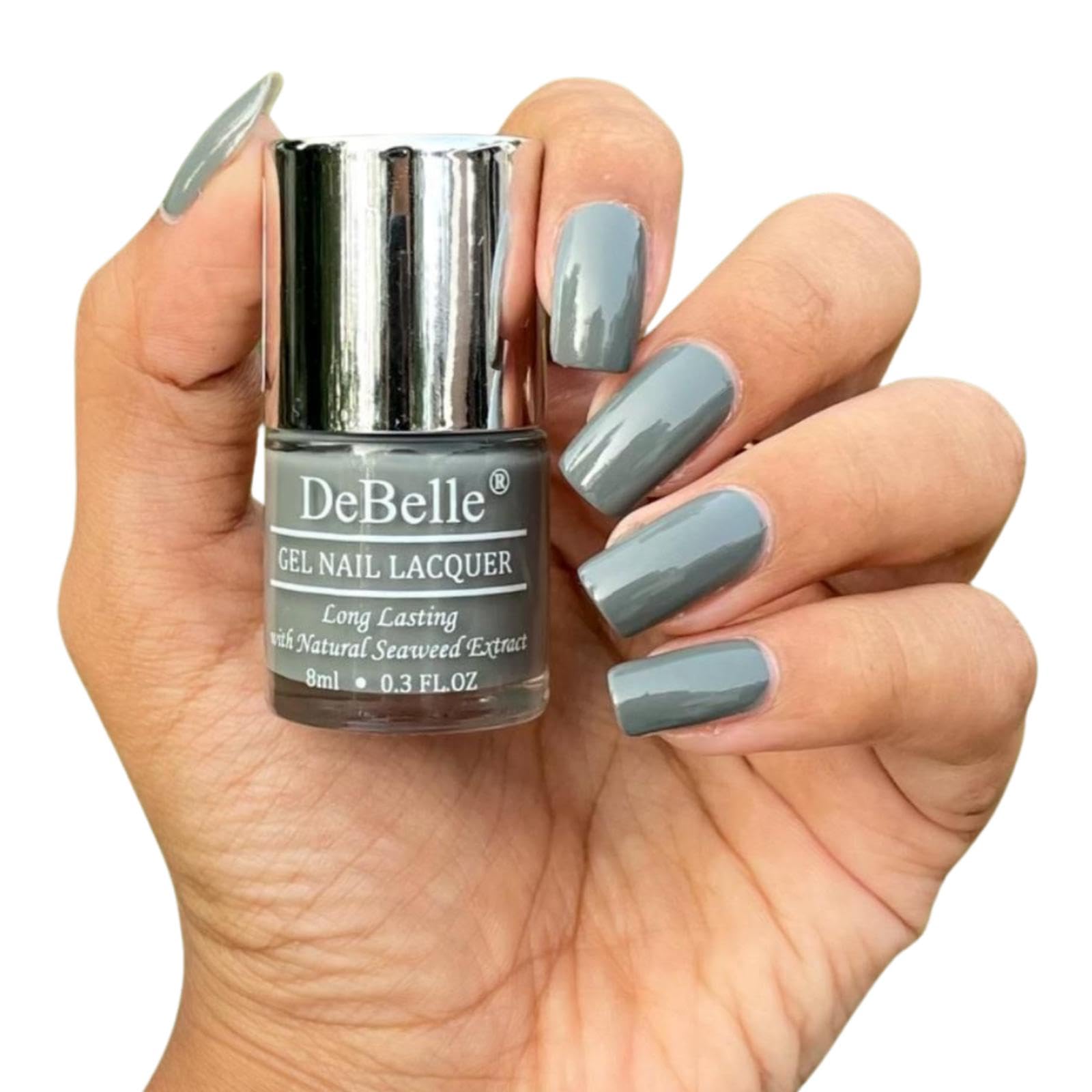 DeBelle Gel Nail Lacquer Slate Stone (Slate Grey) 8ml - Glossy finish Enriched with natural Seaweed Extract, cruelty Free, Toxic Free-image-21