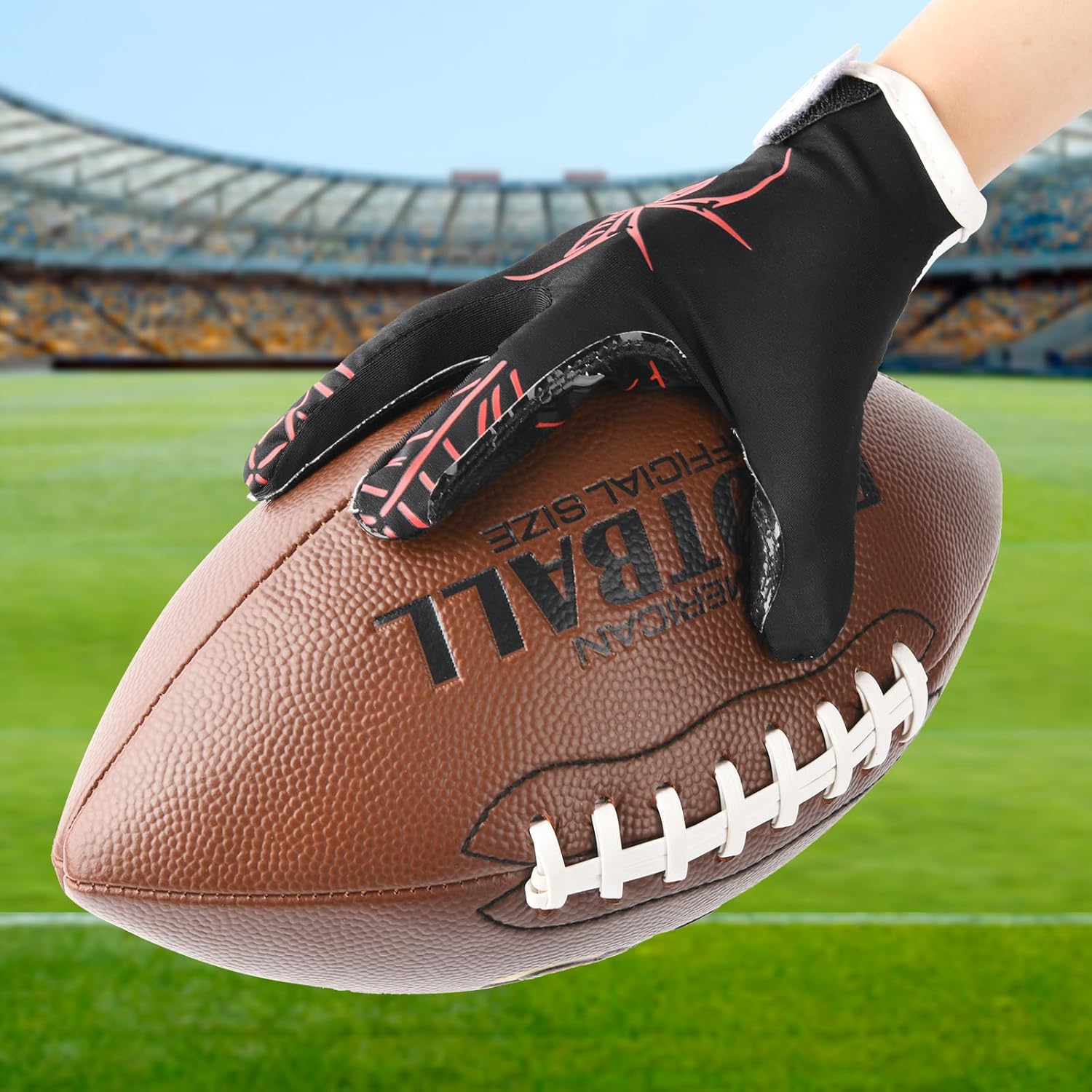 Kids Football Gloves, Youth Football Receiver Gloves Excellent Grip with Sticky Silicone, Anti-Slip Elastic Breathable, Best Gift for Boys Girls - Image 2