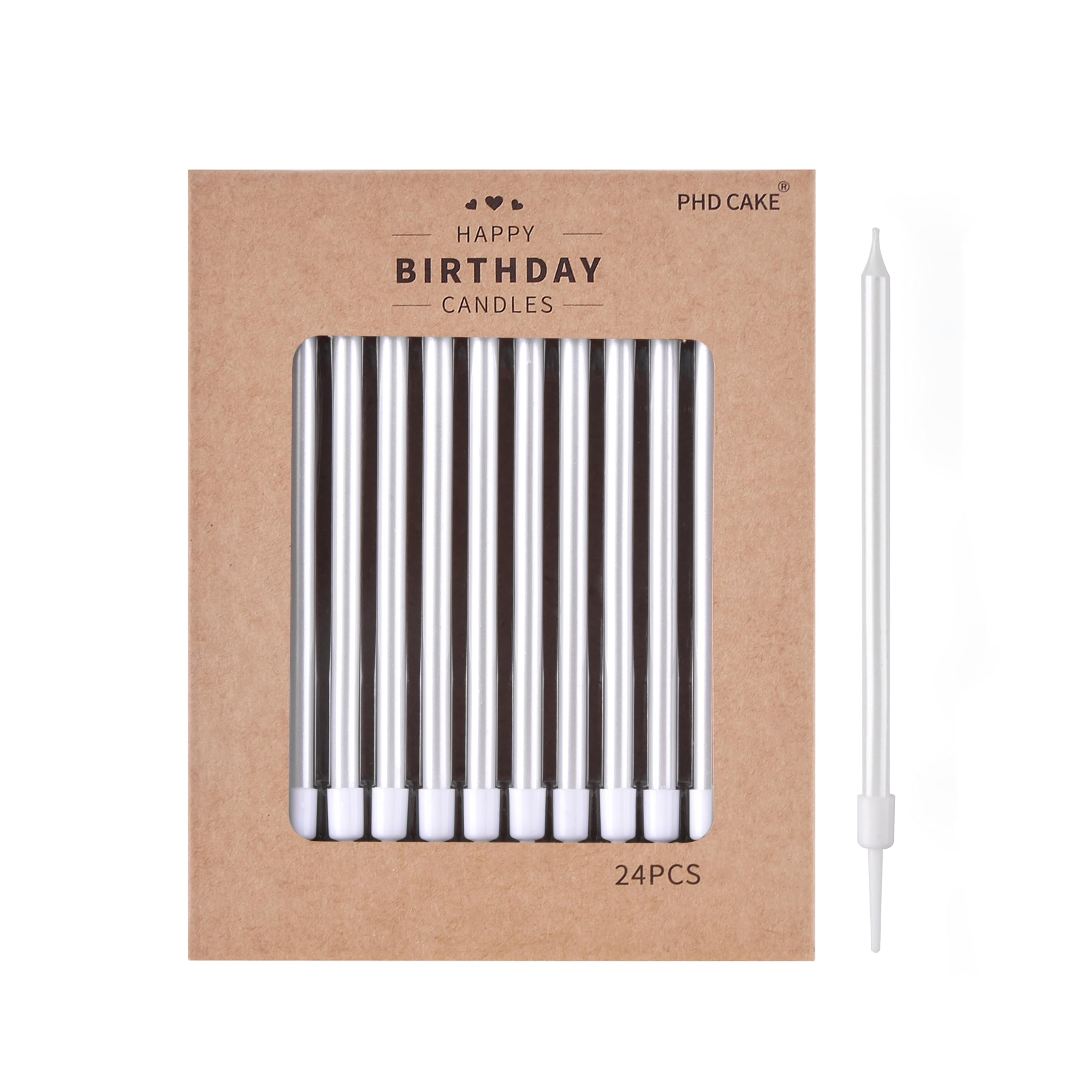 PHD CAKE Pearl White Long Thin Birthday Candles, Cake Candles, Birthday Parties, Wedding Decorations, Party Candles