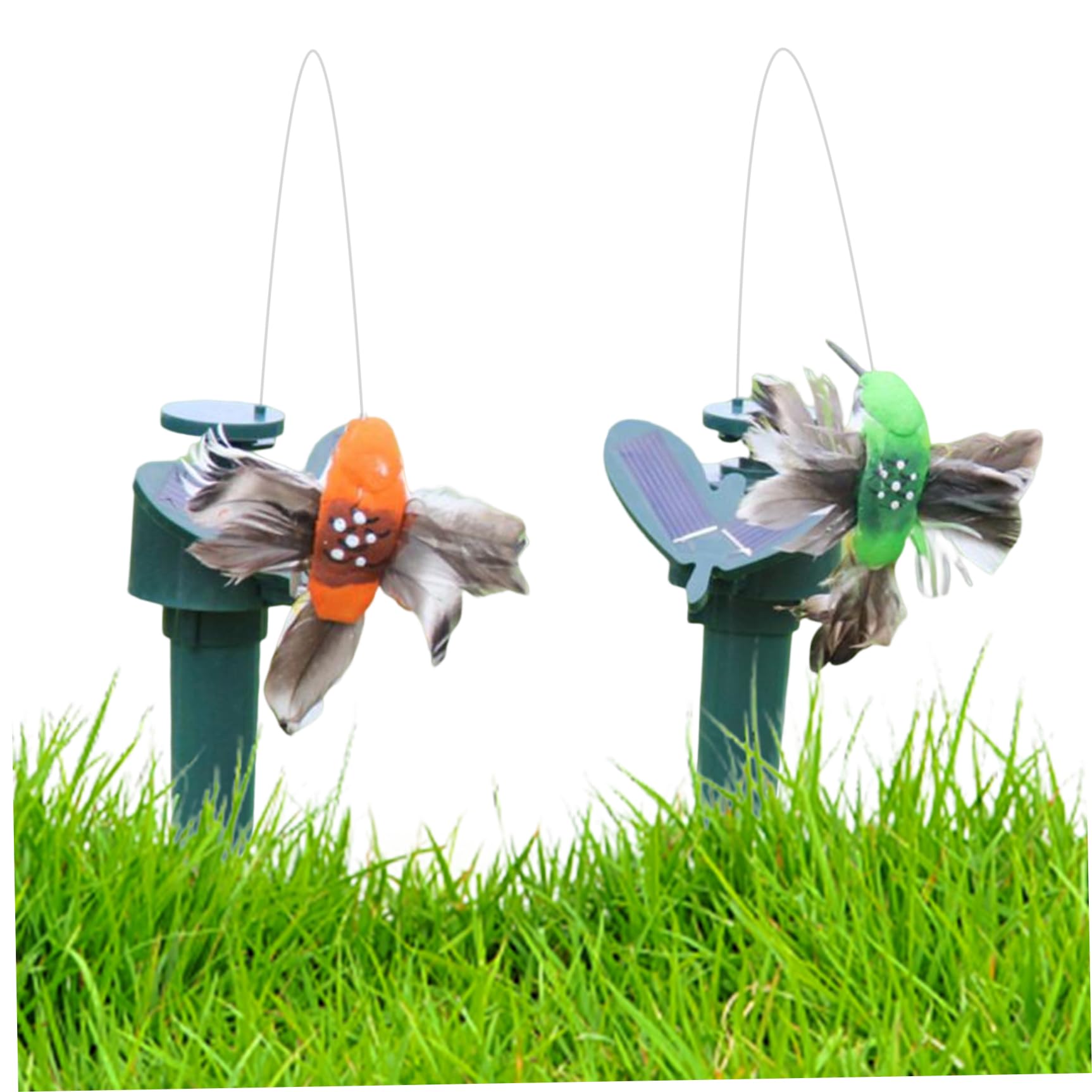 Hperu Random Color 2Pcs Solar Or Battery Fluttering Hummingbird Garden Ornament With 40Cm Pole Wobble Flying Bird Stakes For Yard Outdoor Wedding Garden Decor No Battery For Home