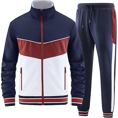 ANOTWENER Men's Casual 2 Piece Tracksuit Sets Long Sleeve Full Zip Jacket and Sweatpants Jogging Sport Outfits Sweatsuits