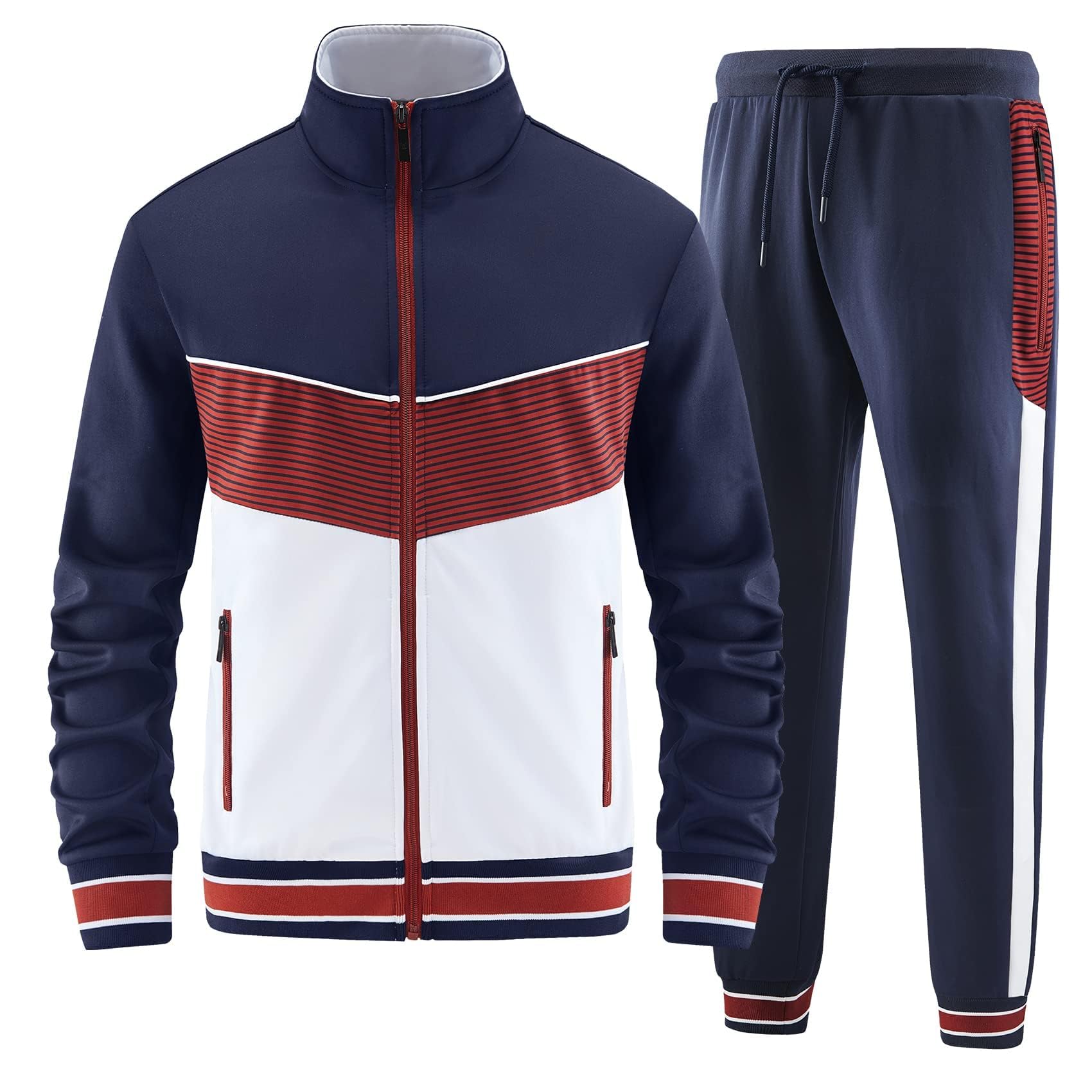 ANOTWENER Men's Casual Tracksuits Long Sleeve Full Zip Hoodie Jogging Sweatsuit Running Set 2 Piece