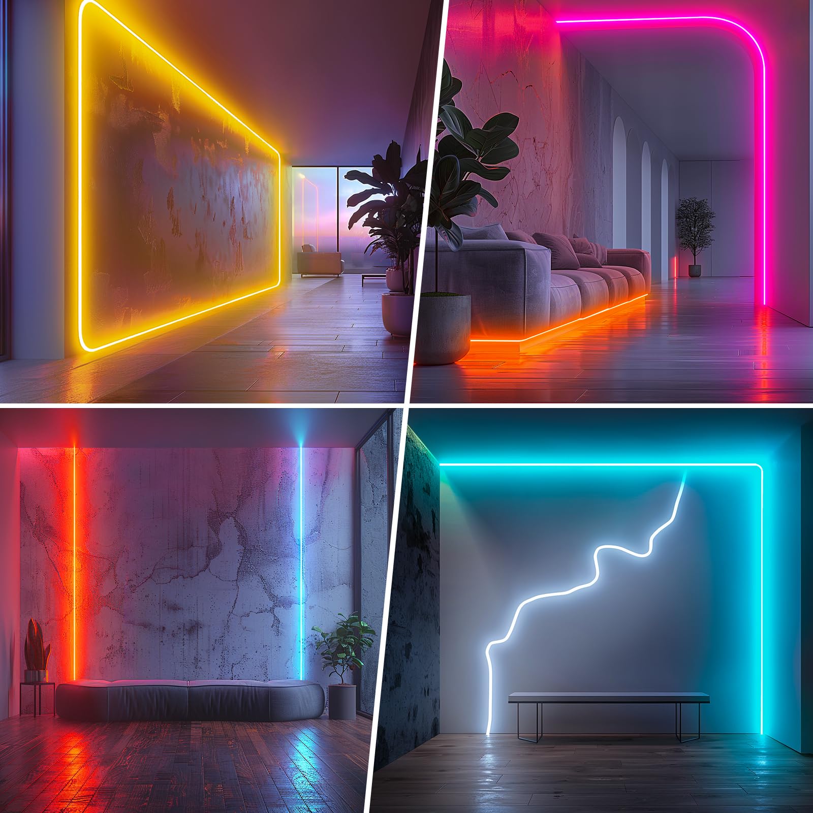 Tira de luces LED de neón RGB de 30 m, resistente al agua, IP65, con ajuste de brillo, flexible de neón con cambio de color, para supermercado, alta construcción