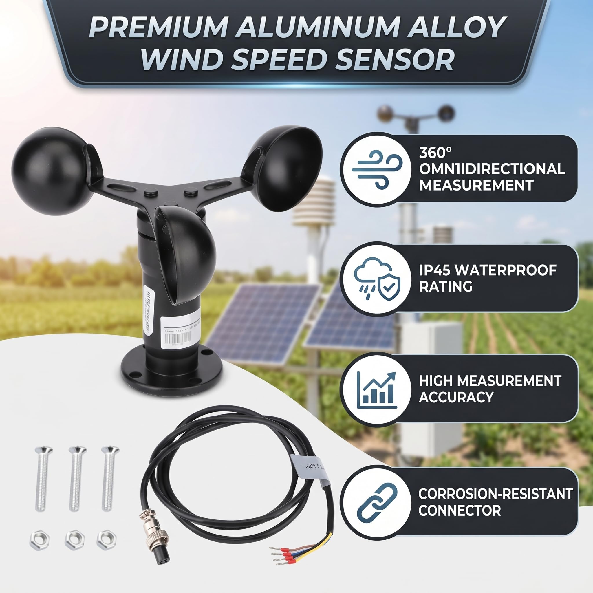 Becherförmiger Windsensor 360-Grad Windgeschwindigkeitsmessung 0-10 V Digitales Anemometer Windrichtungssensor