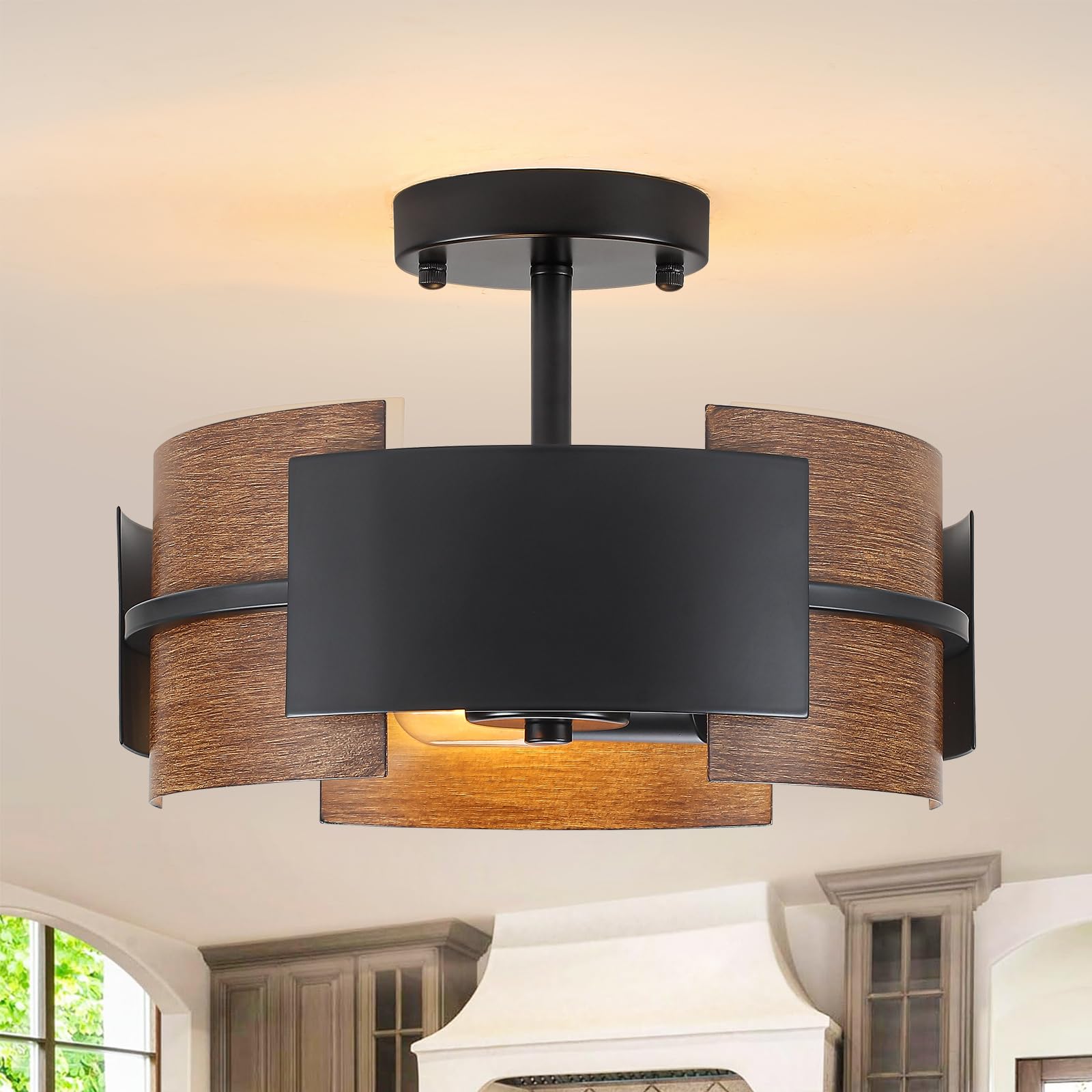 Ceiling Light for Living Room, 3-Light Modern Semi Flush Ceiling Lights E27