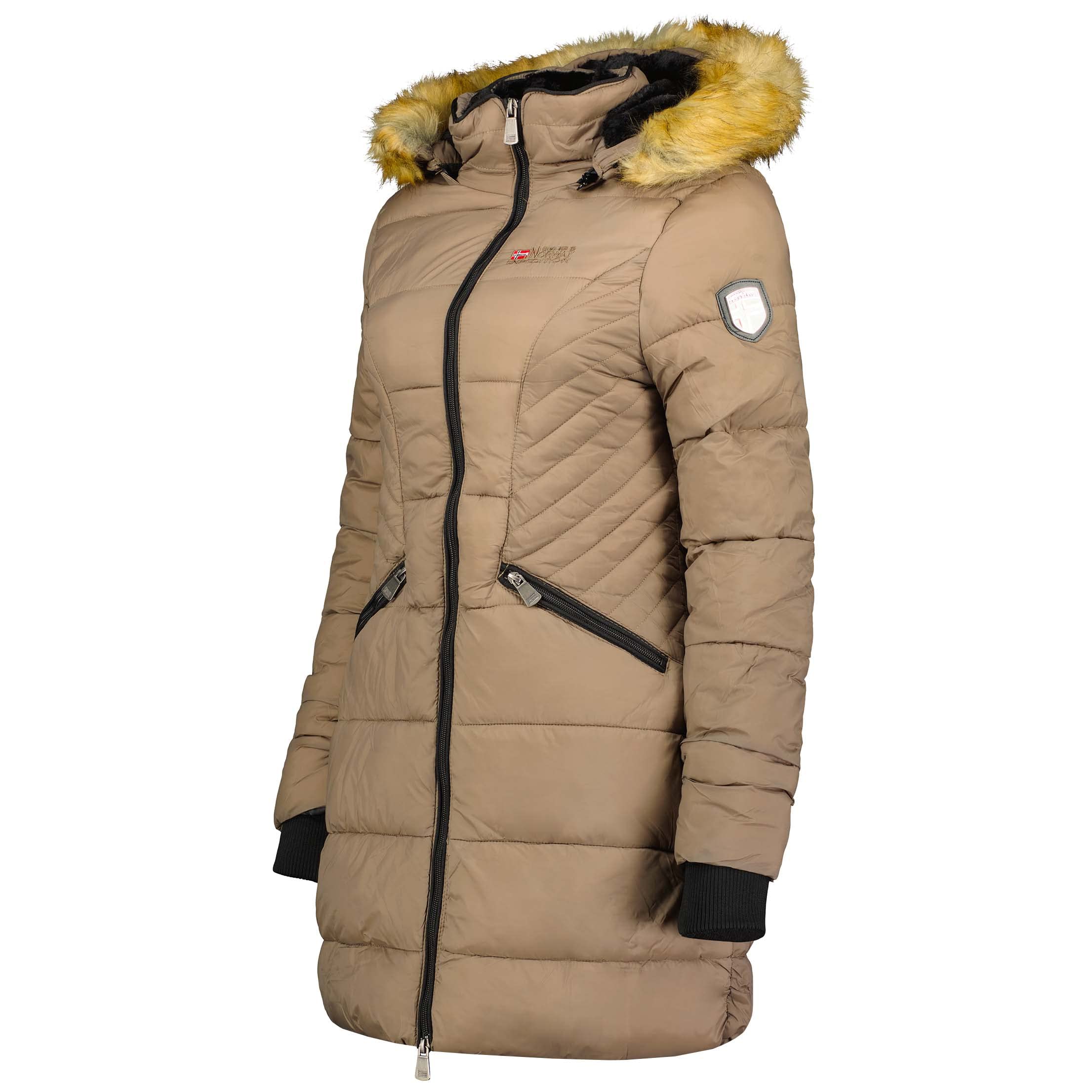 Geographical Norway Abeille Lady - Parka Cálida Para Mujeres En Otoño Invierno - Abrigo Fino Con Capucha De Piel Sintética - Chaqueta A Prueba De Viento - Rego Elegante Ide