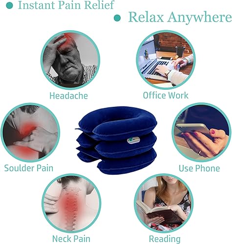 Miniatura 8 de Dispositivo de tracción cervical para aliviar el dolor de cuello, cuello de tracción inflable para descompresión de cuello, mejor soporte para el