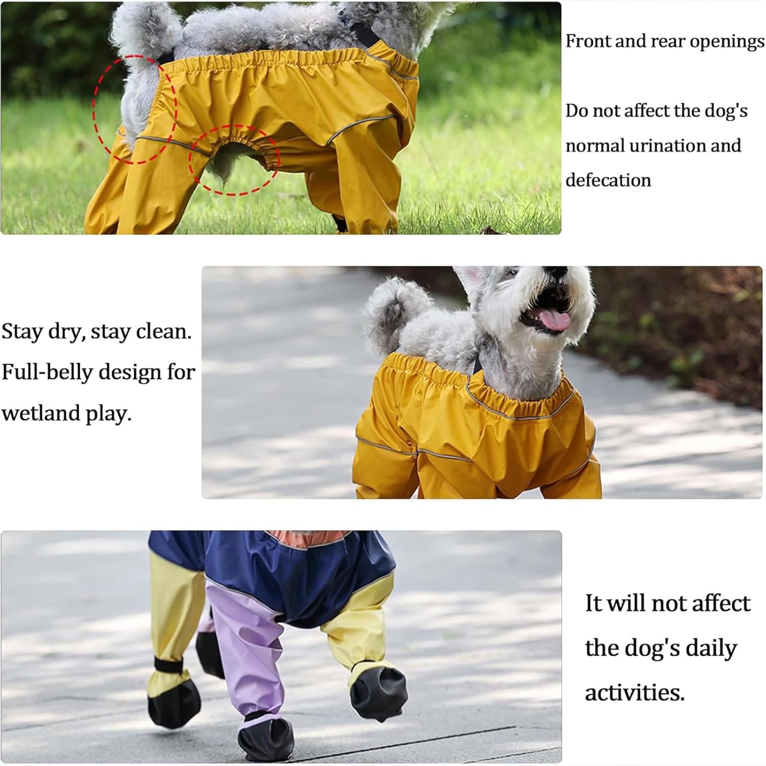 Dog Snowsuit with Attached Boots, Waterproof Anti-Slip Winter Dog Leggings for Small and Medium Dogs with Adjustable Suspenders for Snow and Rain Walking (Blue,M)