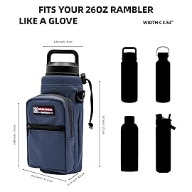 NATURE PIONEOR Water Bottle Holder with Adjustable Strap - 26/32/36/40/46/64oz Insulated Water Bottle Sling Carrier with Paracord Handle & 2 Pockets, Outdoor Sports, Hiking, Camping, Gym