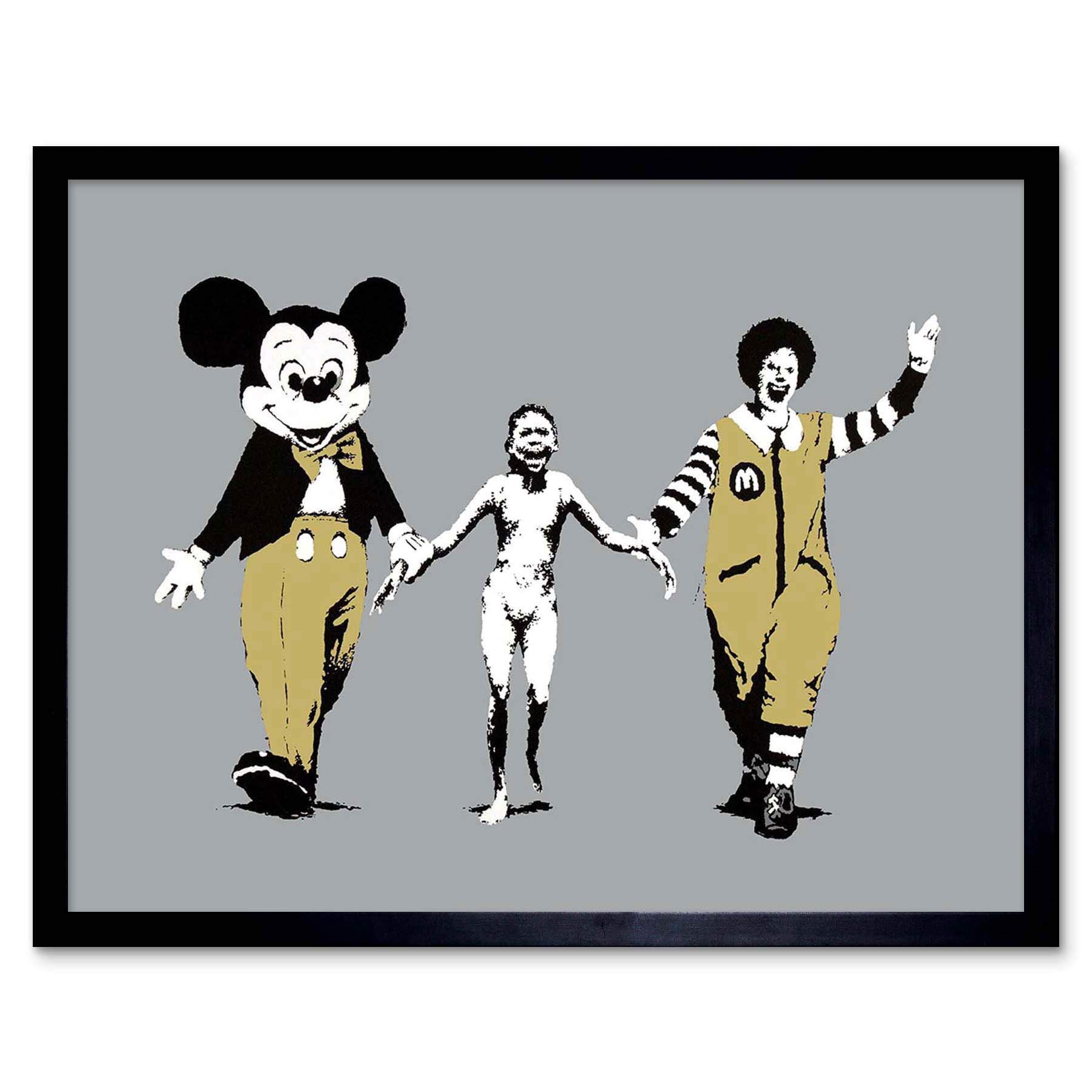 Wee Blue Coo Framed Black Banksy Napalm Graffiti Street Art Print Framed Poster Wall Decor 12X16 Inch