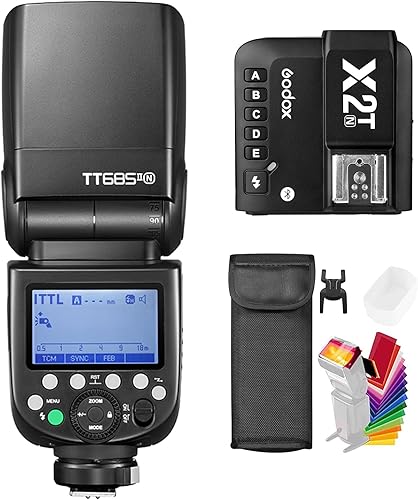 Godox TT685II-N E-TTL Speedlite Flash de sincronización de alta velocidad con X2T-N, sistema inalámbrico X 2.4G compatible con flash de cámara Nikon