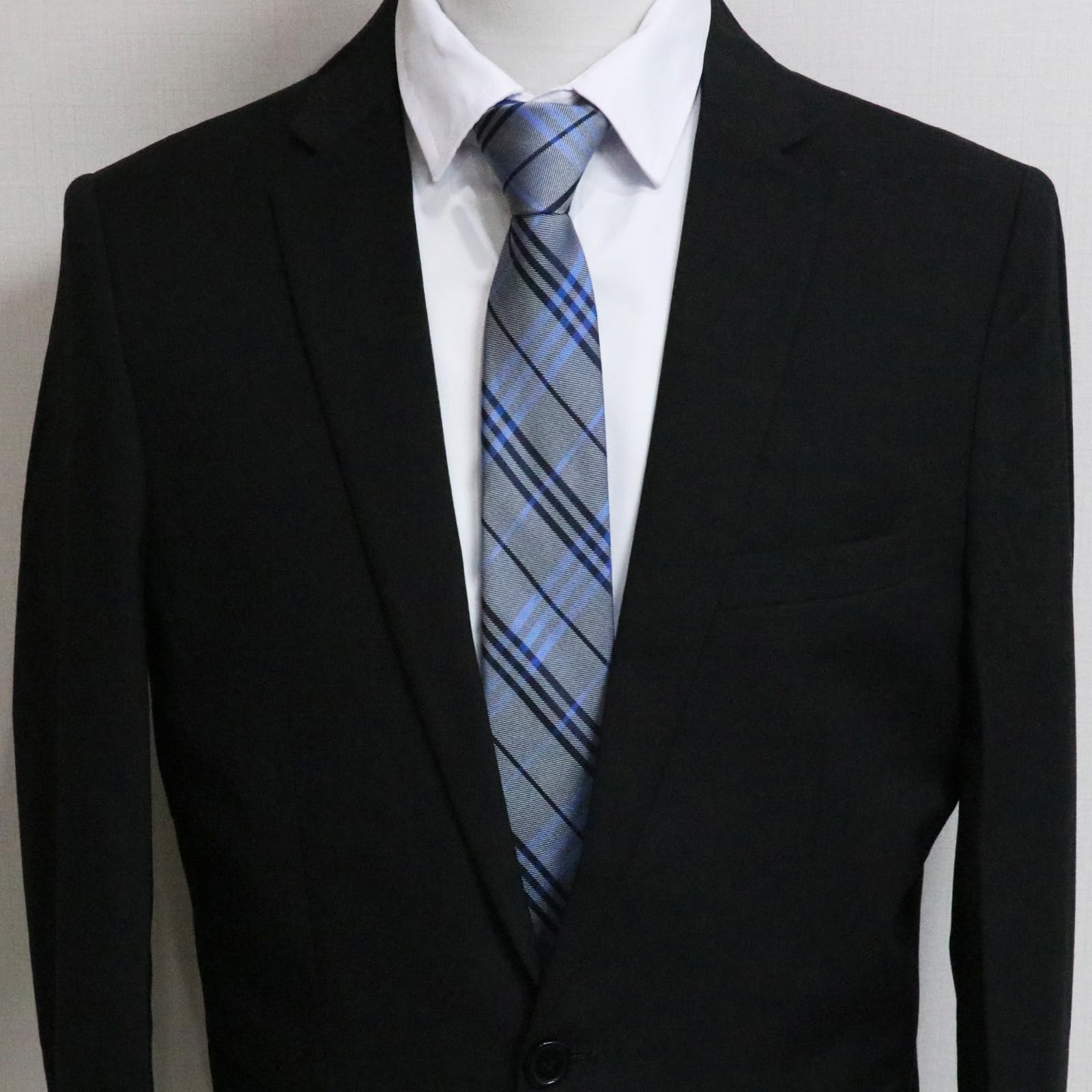 Corbatas a cuadros a rayas para hombre, 3.15 pulgadas, corbata clásica para hombre, para fiestas, reuniones, conferencias, cenas, negocios, escuela, boda, Gris azulado 4