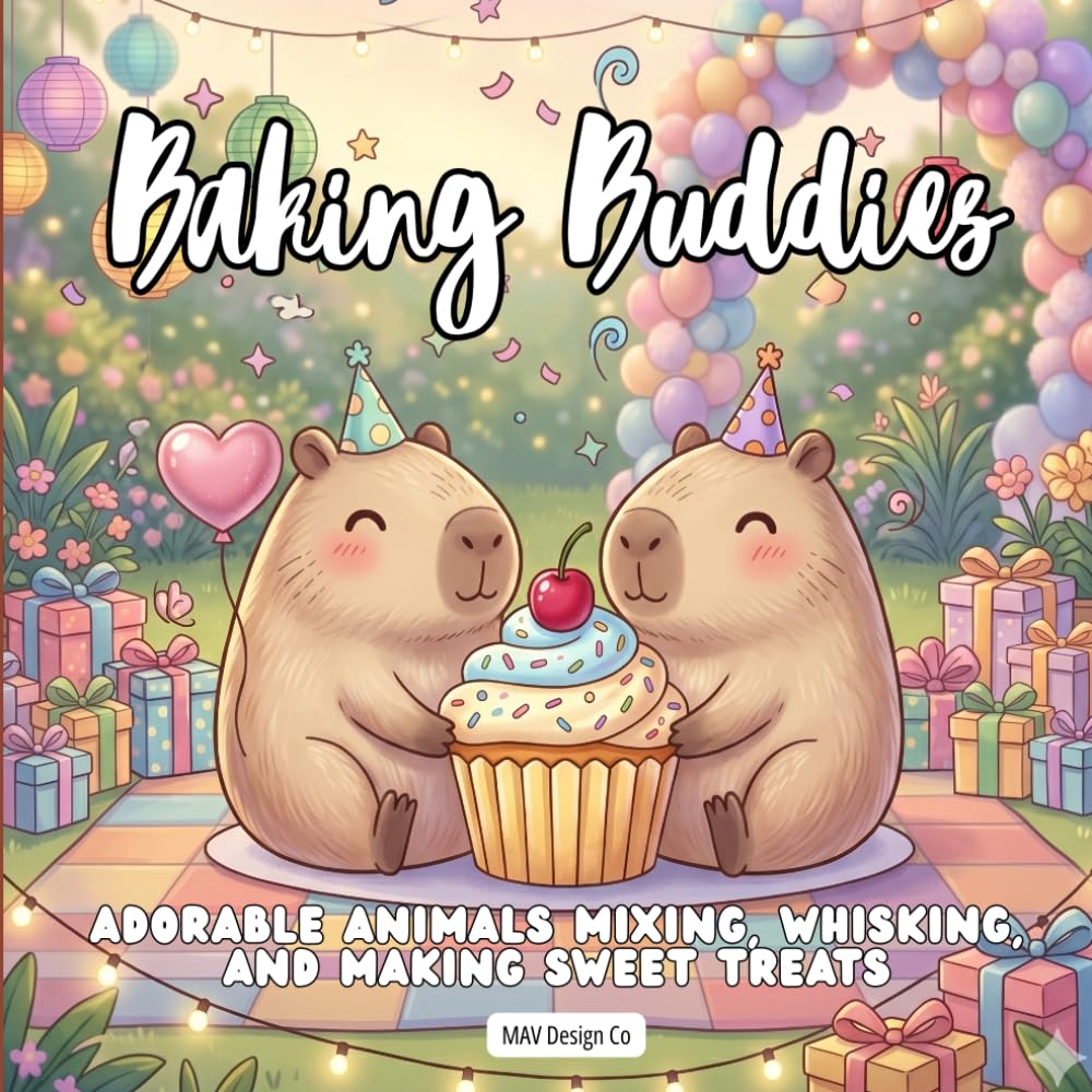 Baking Buddies Adorable Animals Mixing, Whisking, and Making Sweet Treats: A Cute Birthday Coloring Book with Adorable Baking Animals, Cozy Party Scenes, and Fun Dessert Adventures