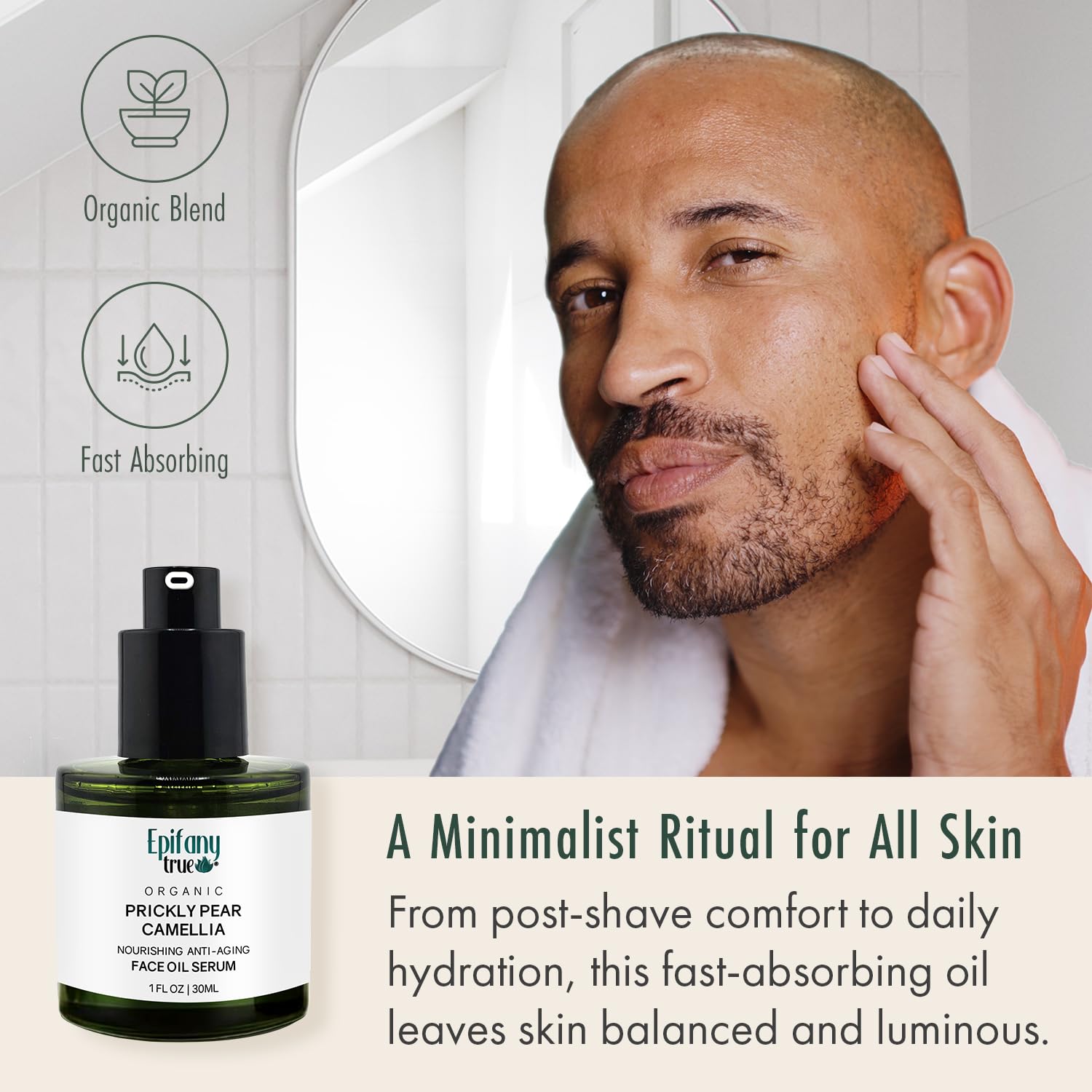 Organic Moroccan Prickly Pear Seed Oil & Camellia Face Oil Serum 30mL - Restorative Facial Moisturizer for Sensitive Skin - Cold Pressed Liquid Gold, Fragrance Free