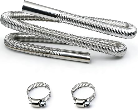 59" Diesel Heater Exhaust Pipe, Universal Exhaust Hose Kit - 1" ID Stainless Steel Flexible Exhaust Tubing with 2 Hose Clamps for Diesel Air Heater Accessories
