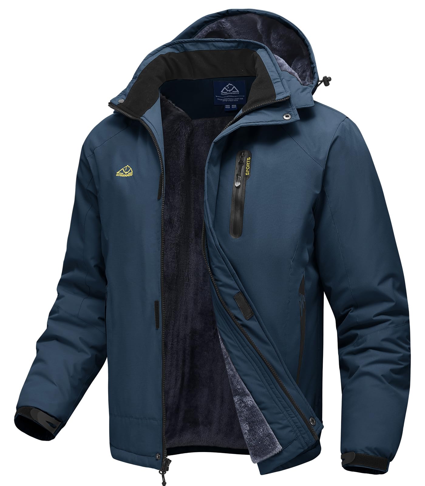 TBMPOY Mens Winter Ski Jacket Waterproof Warm Snow Insulated Coat Fleece Lined Snowboard Hooded Raincoat