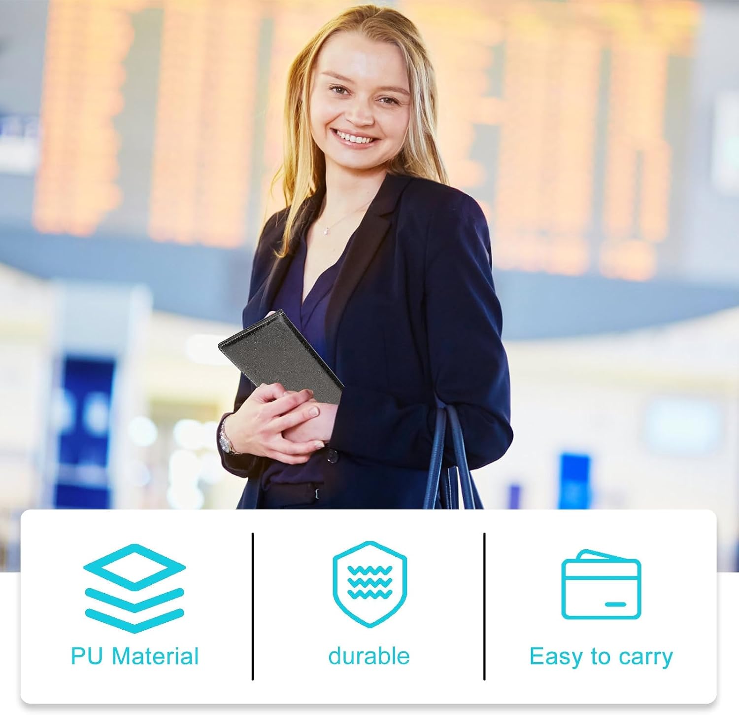 Leather Passport Holder Cover for Travel with Rfid Protection, Reusable Pu Material, Wear-resistant Passport Protector and Card Holder, Simple Design for Business and Travel image 3