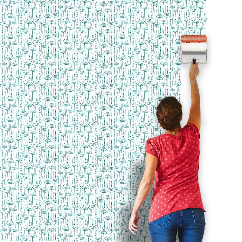 Image of Design Paint Roller with Dandelion Puff Pattern - Reusable Decorative Wall Texture Roller for DIY Home Decor, Accent Walls, Furniture, and Crafts - Durable Embossed Stencil Painting Tool