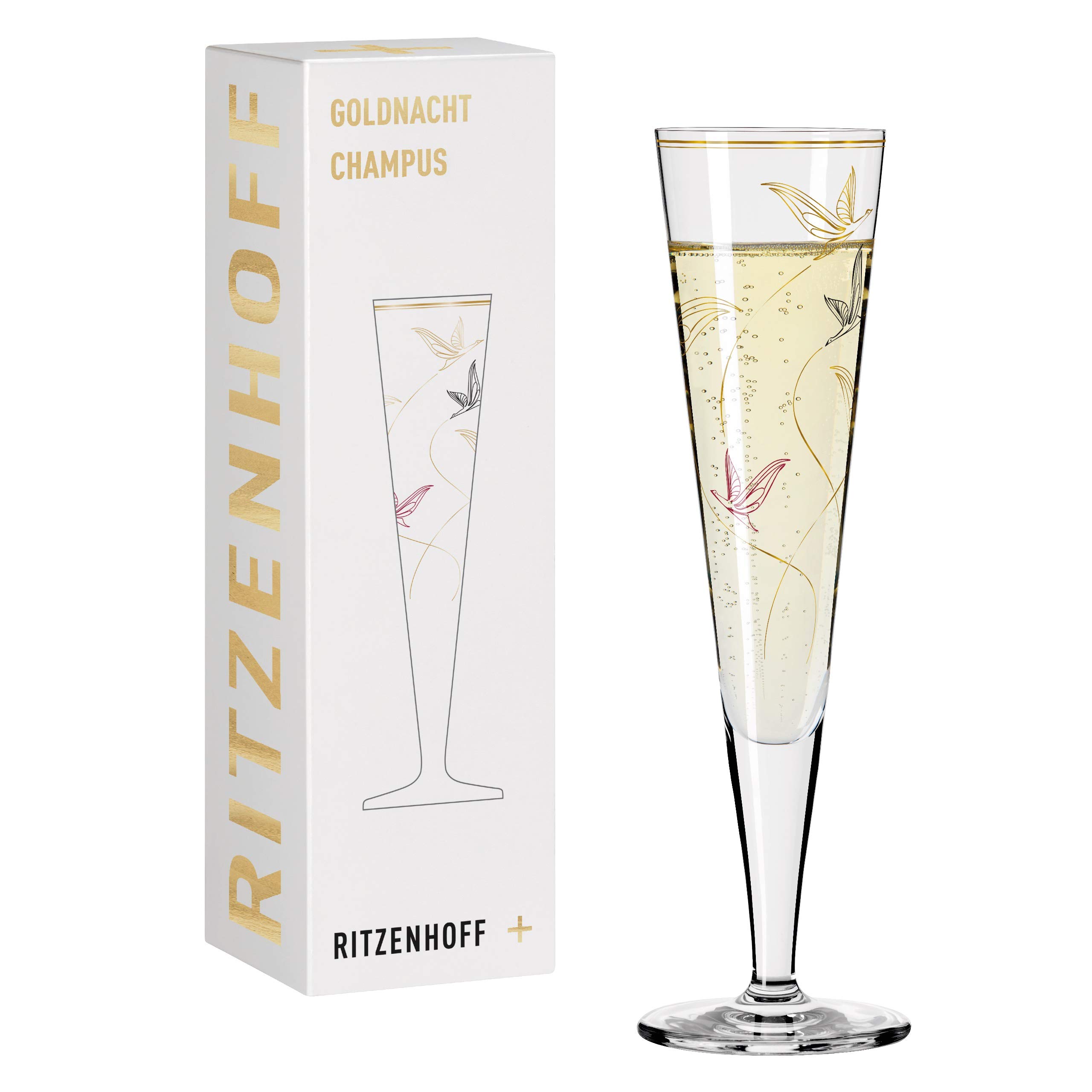 RITZENHOFF Goldnacht No. 17 1071017 Champagne Glass 200 ml Elegant Designer Piece with Real Gold Made in Germany