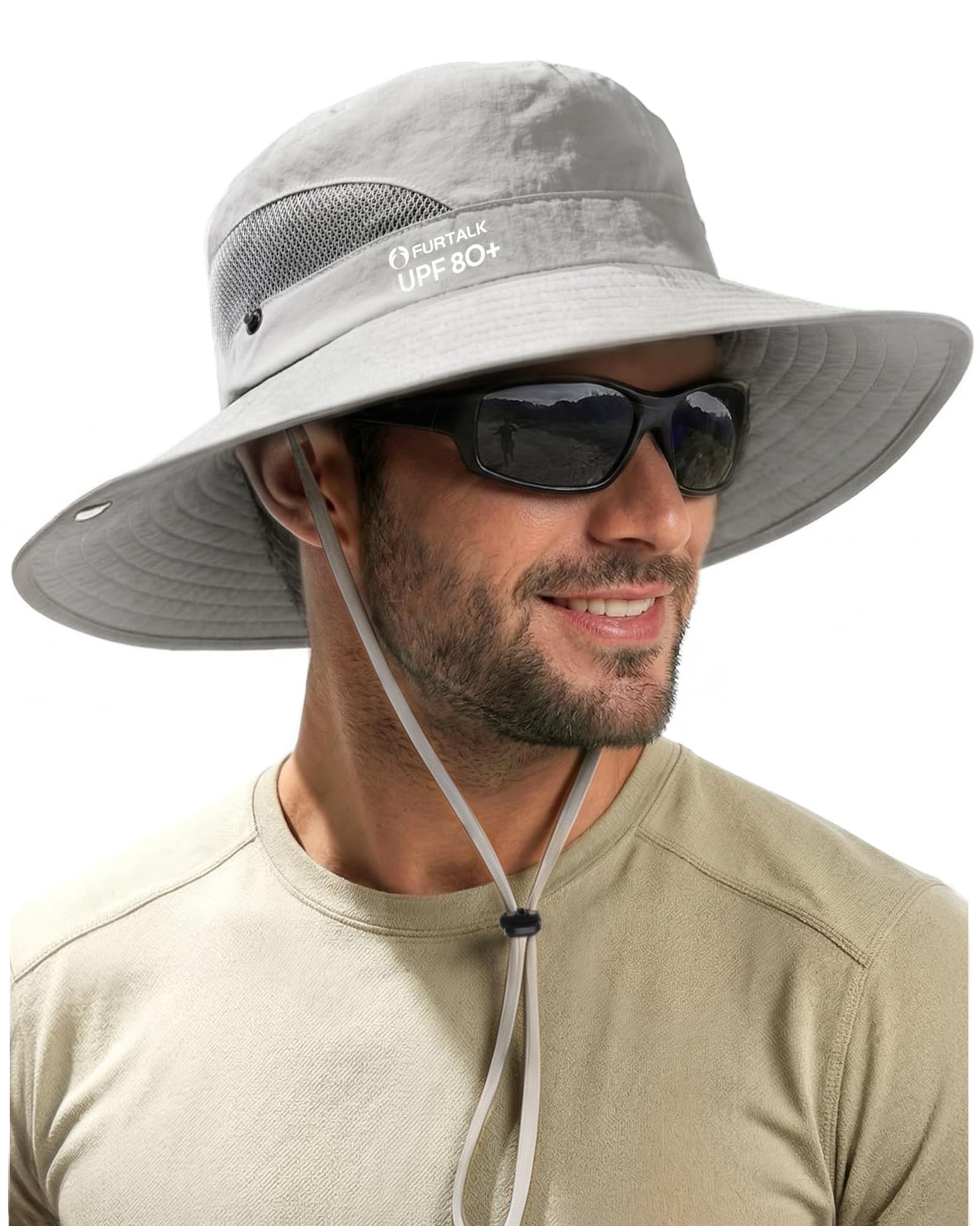 FURTALK Bucket Sonnenhut Herren UPF 80 breiter Rand Outdoor Wander Angler und Strandhut