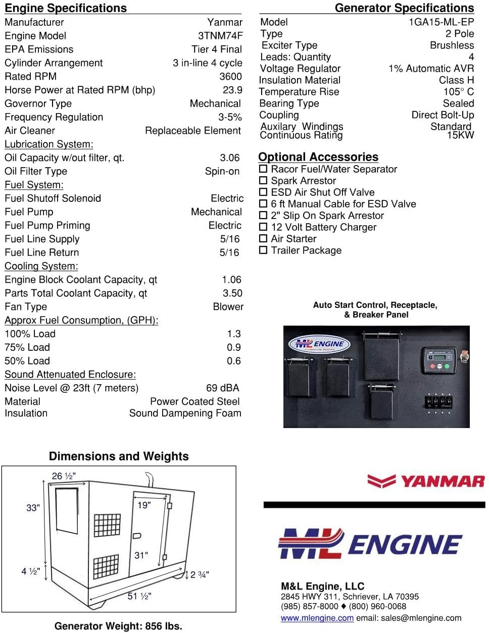 15kW Diesel Generator Enclosed with Fuel Tank