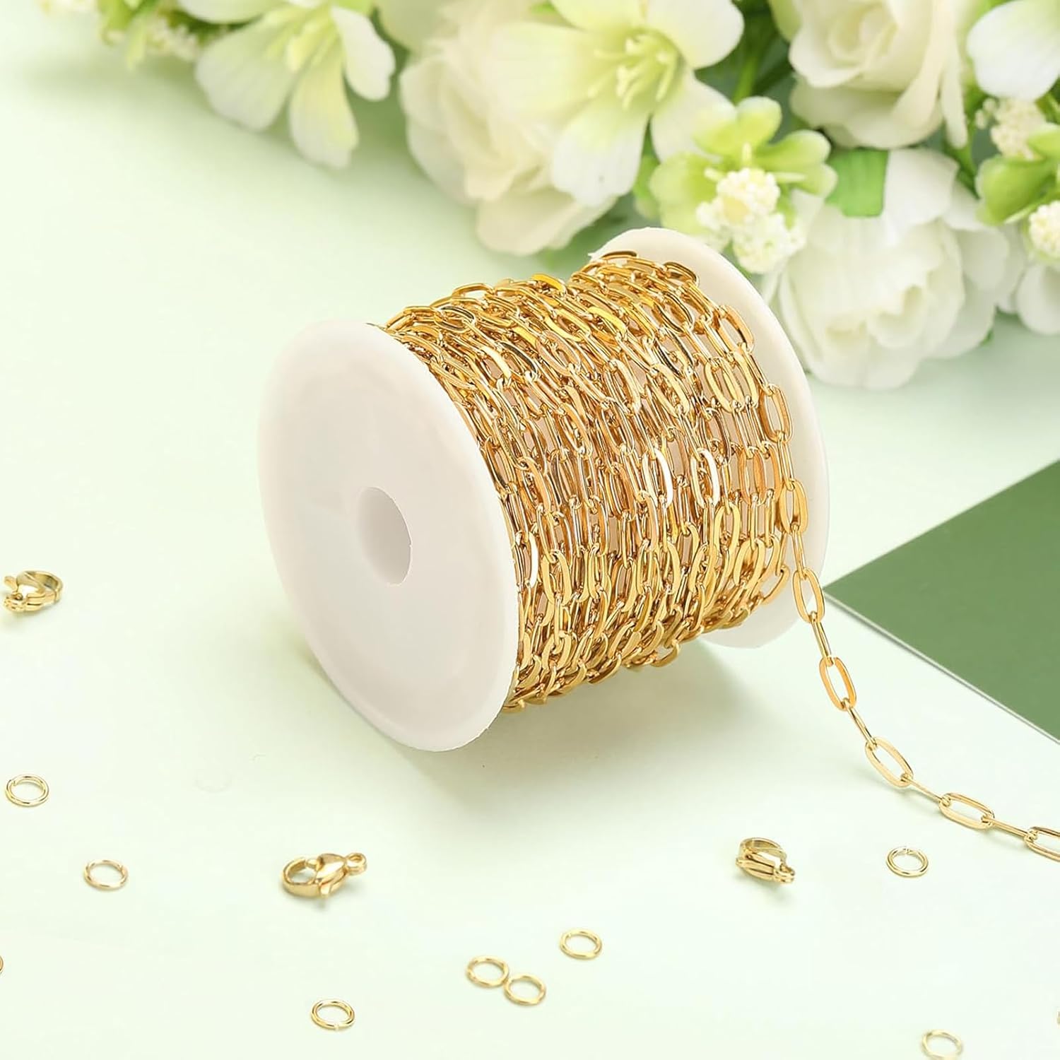 SMYHTGLIF 5 Meters Gold Stainless Steel Chain for Jewelry Making Paperclip Cable Craft Jewelry Making Chains Necklace Bracelet Jewelry Chain Findings - Image 3