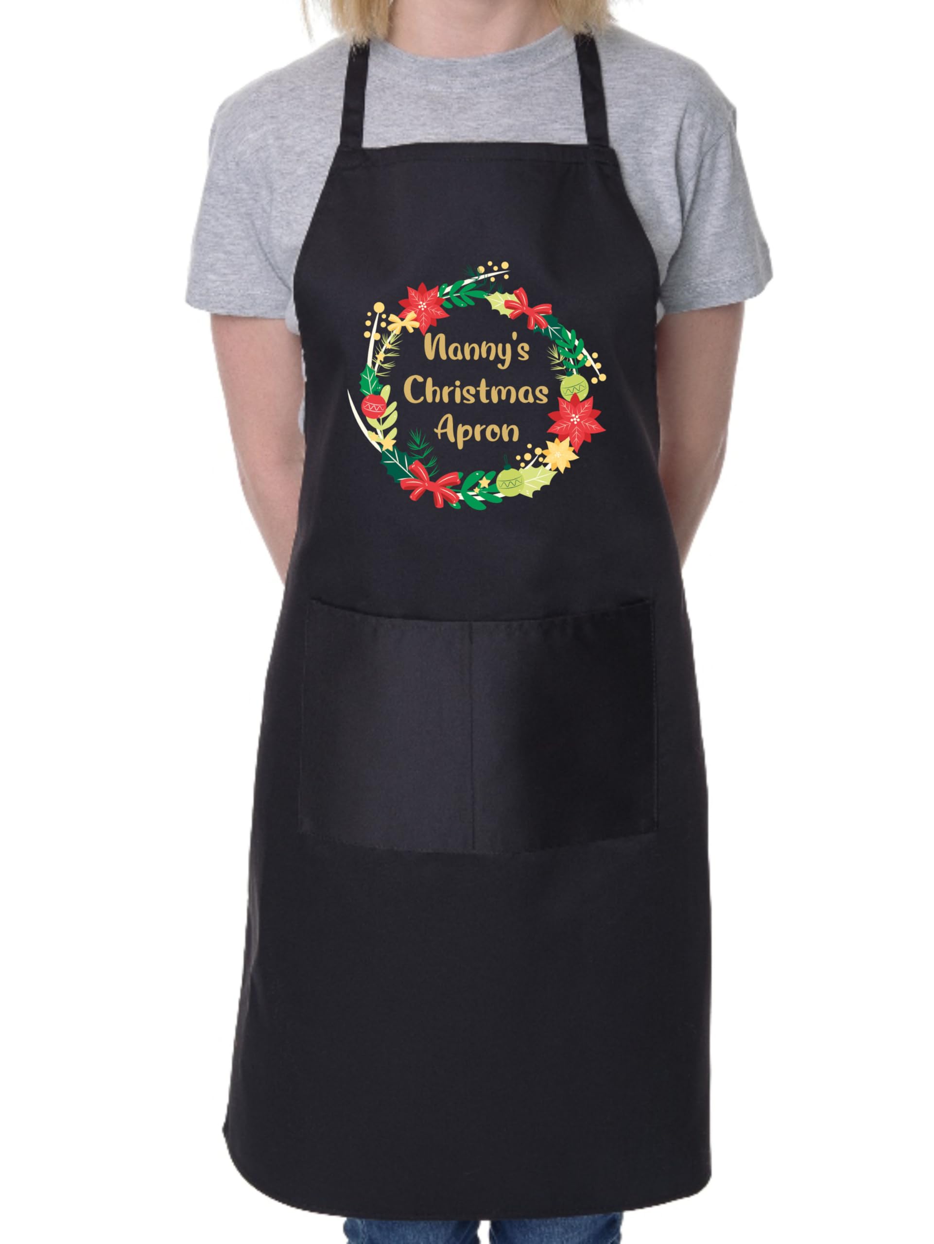 Print4U Nanny's Christmas Apron Xmas Present Funny For Nan's Black