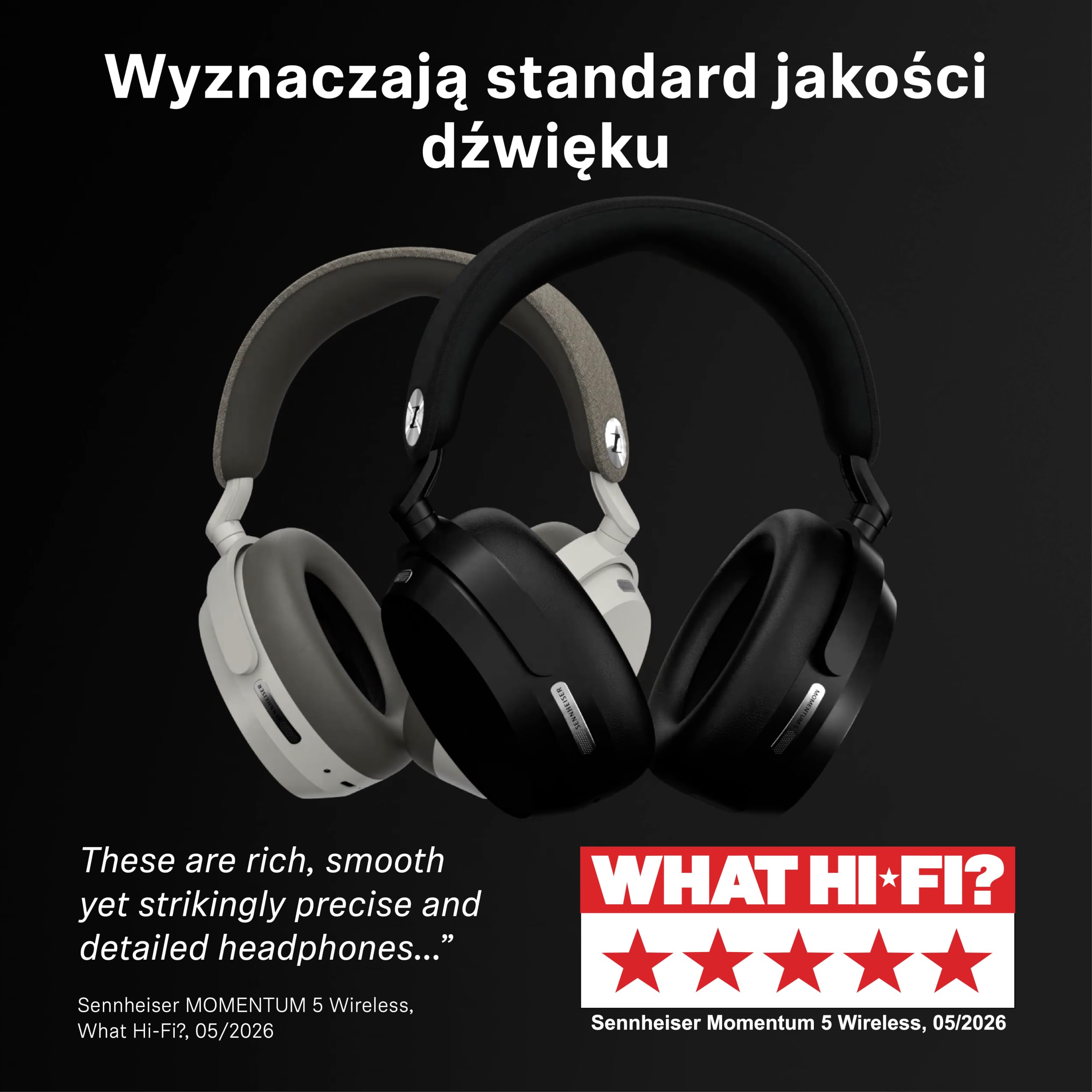 Sennheiser MOMENTUM 5 Wireless Słuchawki nauszne I Bateria do 57h I ANC