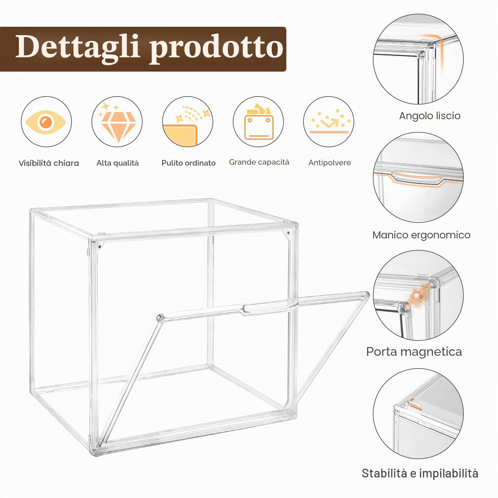 TSKDKIT Vetrina Espositiva Teca Acrilico Vetrinetta per Collezionismo 36x27x22cm Trasparente Espositore con Porta Antipolvere Teca per Lego Modellismo, Pop Mart, Figure