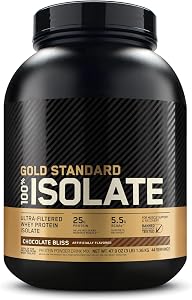 Gold Standard 100% Isolate Whey Protein Powder | Hydrolyzed & Ultra-Filtered Whey Protein Isolate | 25g Protein, 5.5g Naturally Occurring BCAAs | Low Sugar, Low Carb, Low Fat, Gluten Free | 44 Servings, 3LB (Chocolate Bliss)