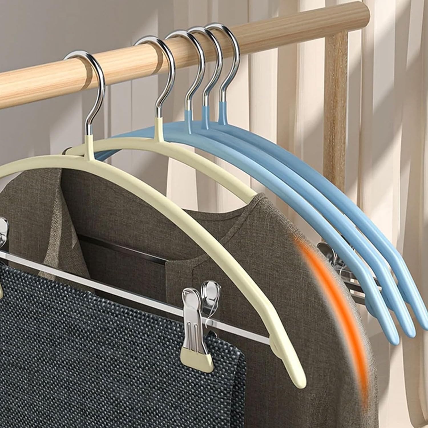10 Uds Percha De Inmersión con Pinza para Pantalones Percha Antideslizante Sin Rastro Percha para Pantalones para Almacenamiento De Ropa En Armario para Sudadera(C)