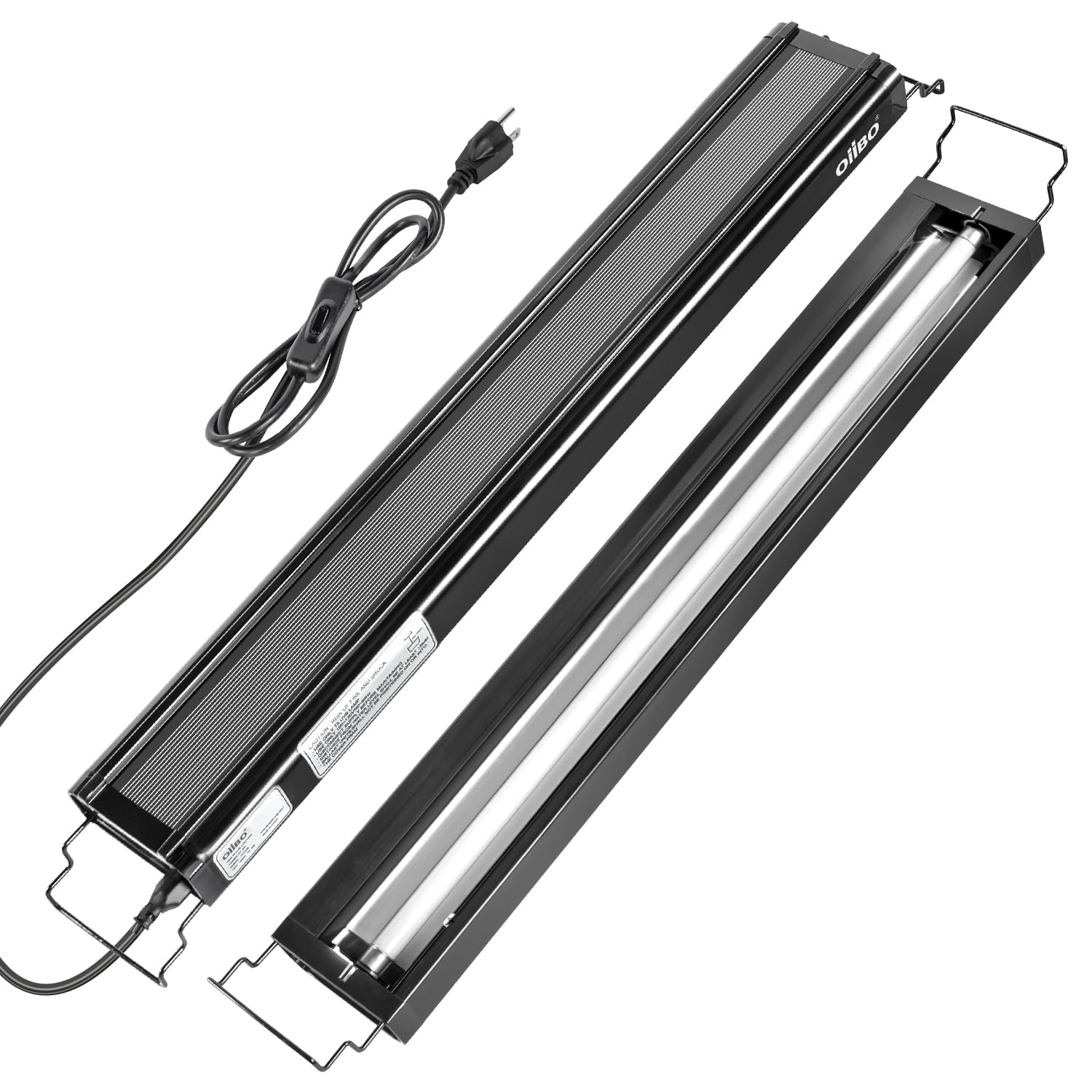 Oiibo T5 HO Reptile Light Fixture UVB Lighting Combo Kit, Reptiles Terrarium Lamp Hood Light Fixture Include UVB 10.0 Desert Reptile Light for Bearded Dragon Gecko Lizard (24W)