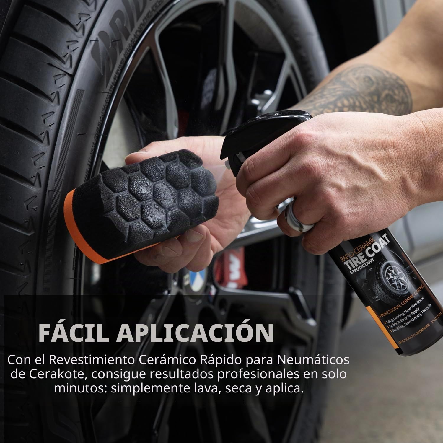CERAKOTE Rapid Ceramic Tire Coat – Pulido de neumáticos de cerámica de secado rápido – Acabado negro profundo para neumáticos – Dura hasta 10 veces más – Recubrimiento cerámico para neumáticos sin