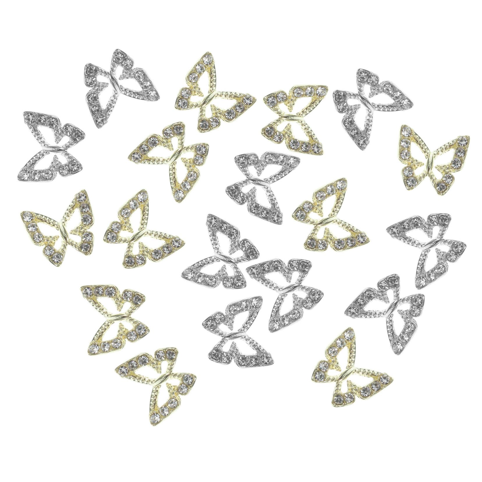 SOESFOUFU Luxury Nail Charms Jewelry 20pcs Nail Gems Butterfly Charms Manicure Decorations for Women