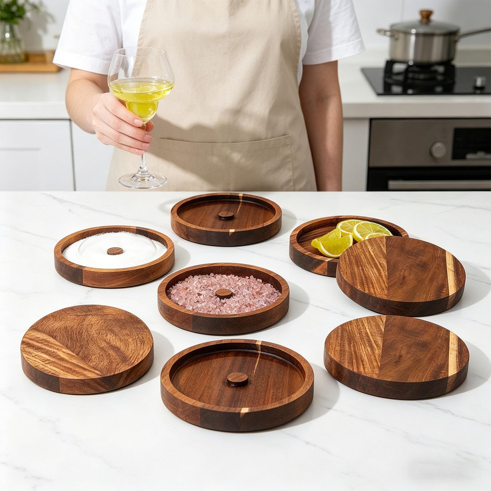 Cocktailgarnitur Set aus Holz, einzelne Bereiche faltbar, B