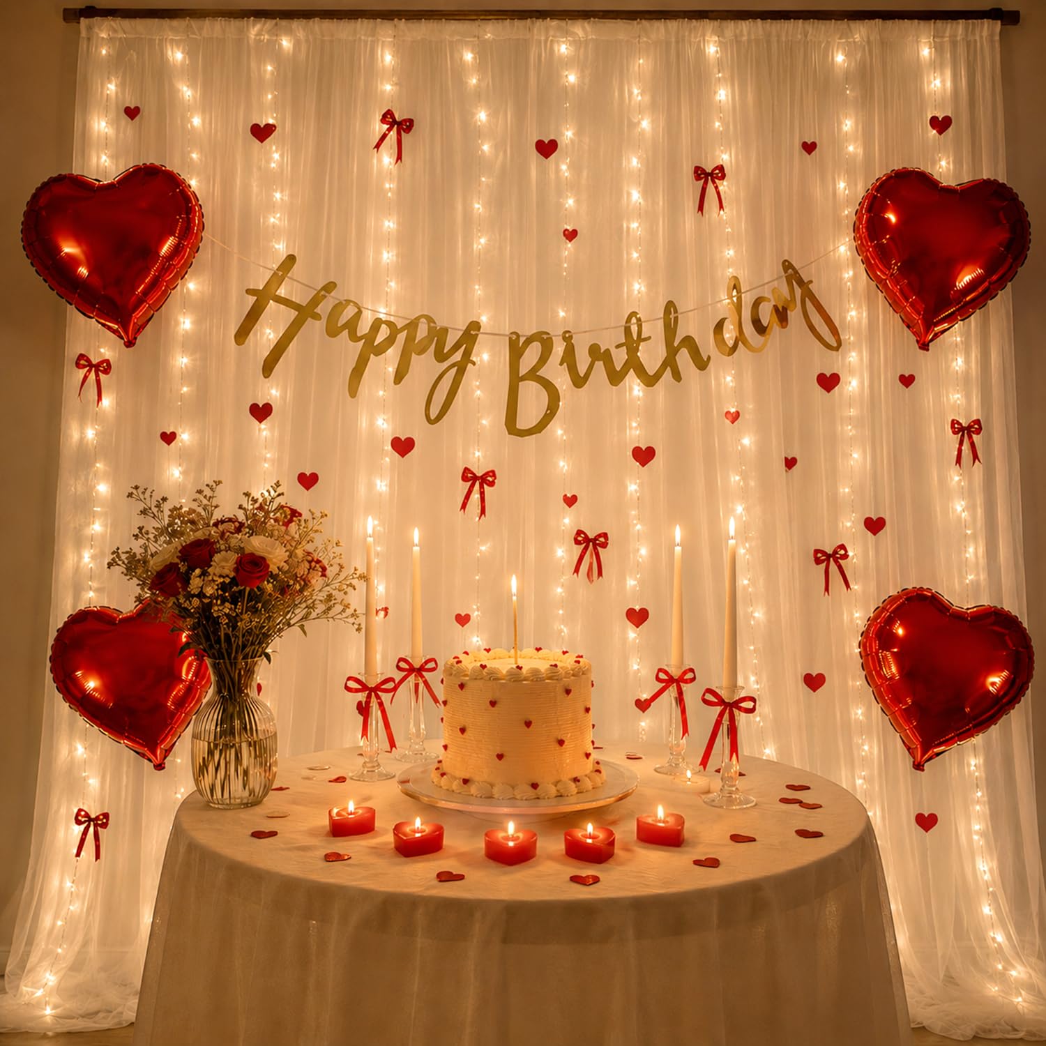 Pink & White Birthday Decorations - 33 Pcs Kit -14