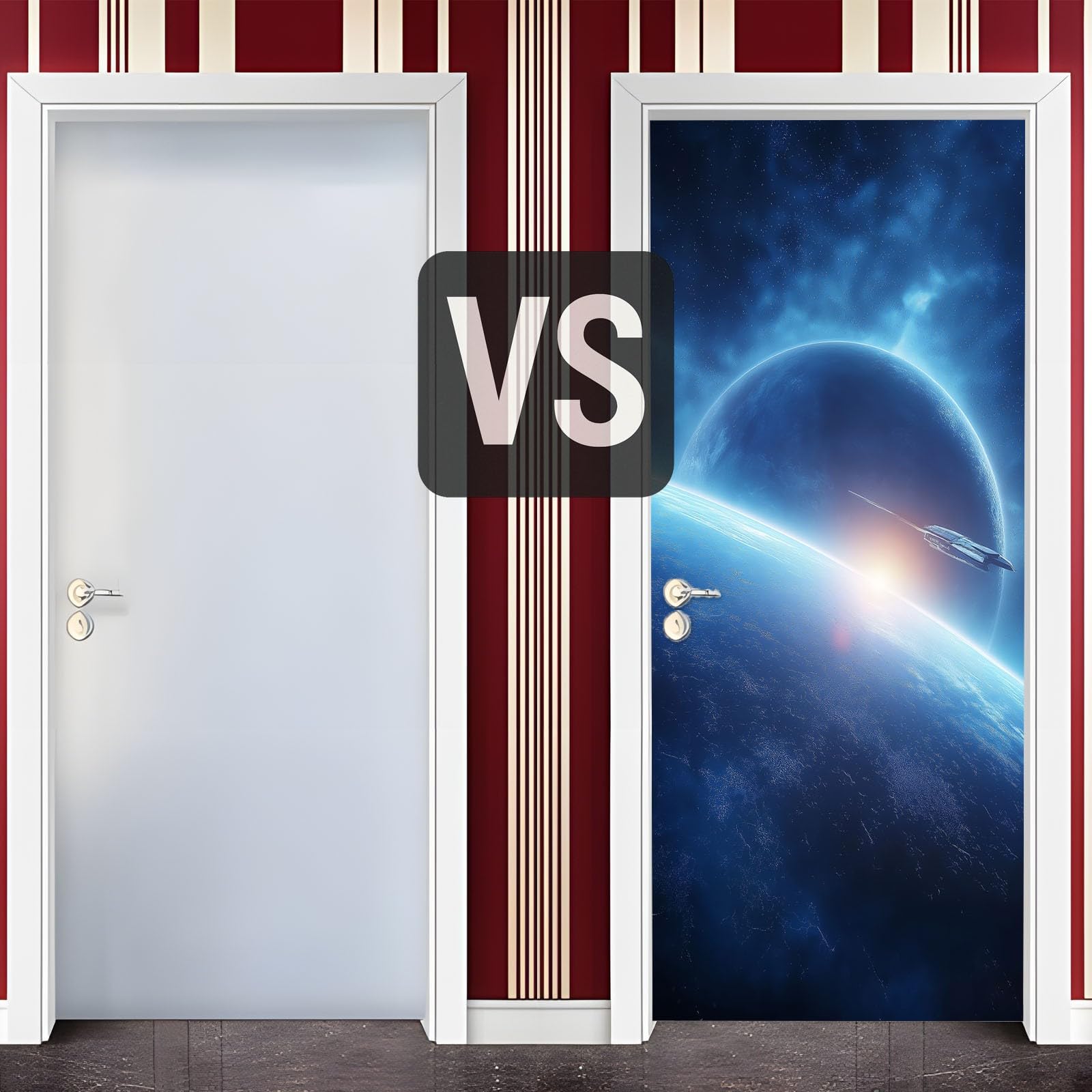 Galaxie Space samoprzylepna naklejka na drzwi, 88 x 200 cm, wszechświat, planety, gwiaździste niebo, plakat na drzwi, niebieska, wodoszczelna, zdejmowana folia 3D, fototapeta do sypialni, łazienki