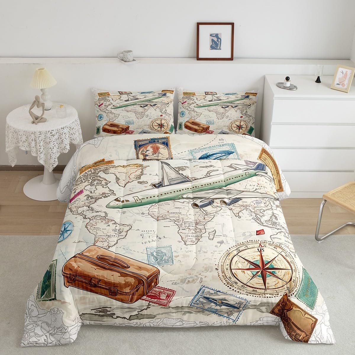 Couette duvet avions vintage pour literie d'adolescent